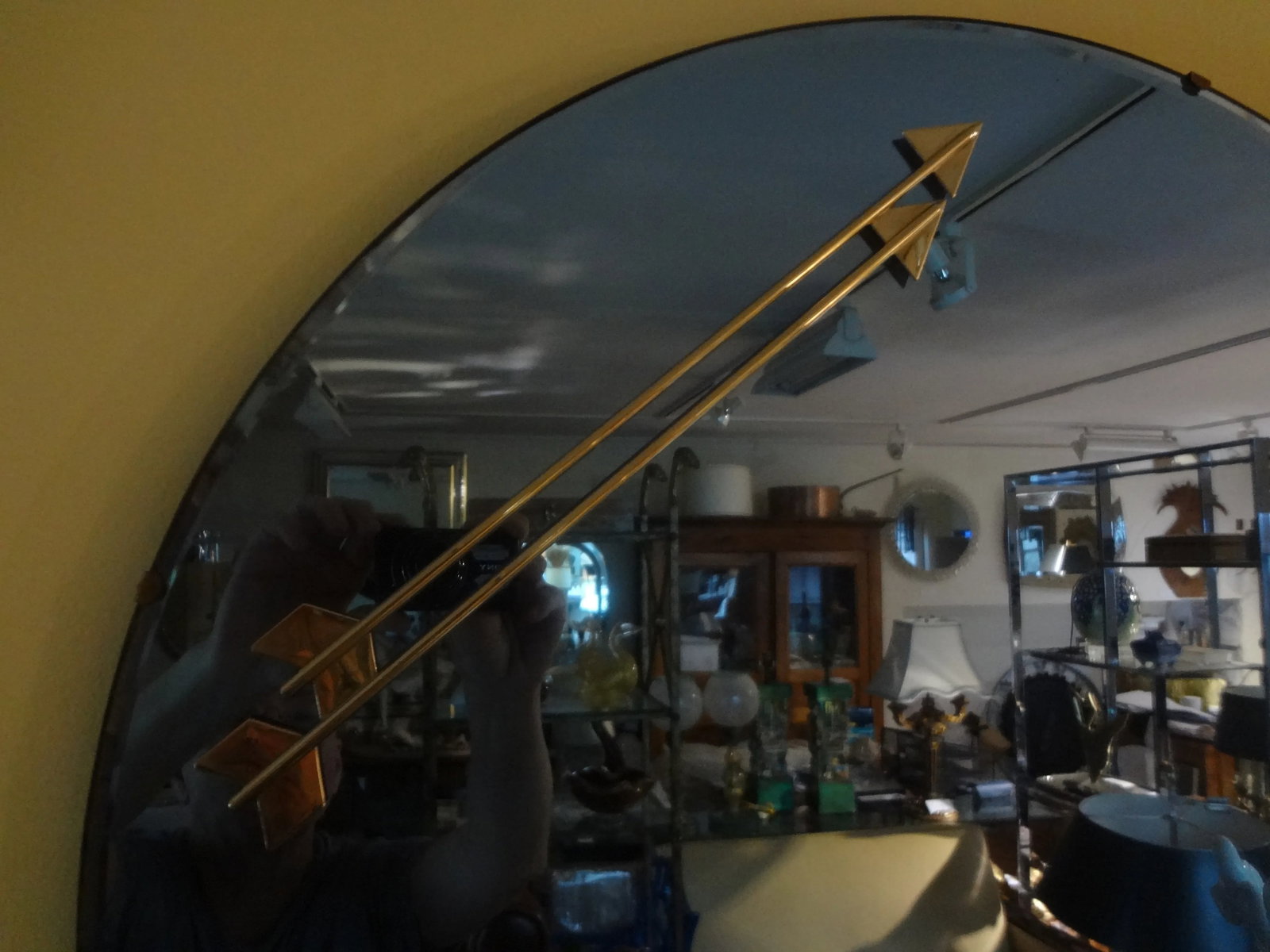 1960s Italian Blue Mirror With Double Arrow Accents After Fontana Arte - 3