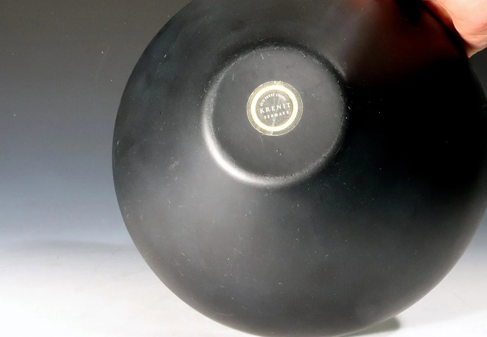 Modernist Krenit Black and Aqua Green Enamel Bowl by Herbert Krenchel for Torben Ã˜rskov & - 3