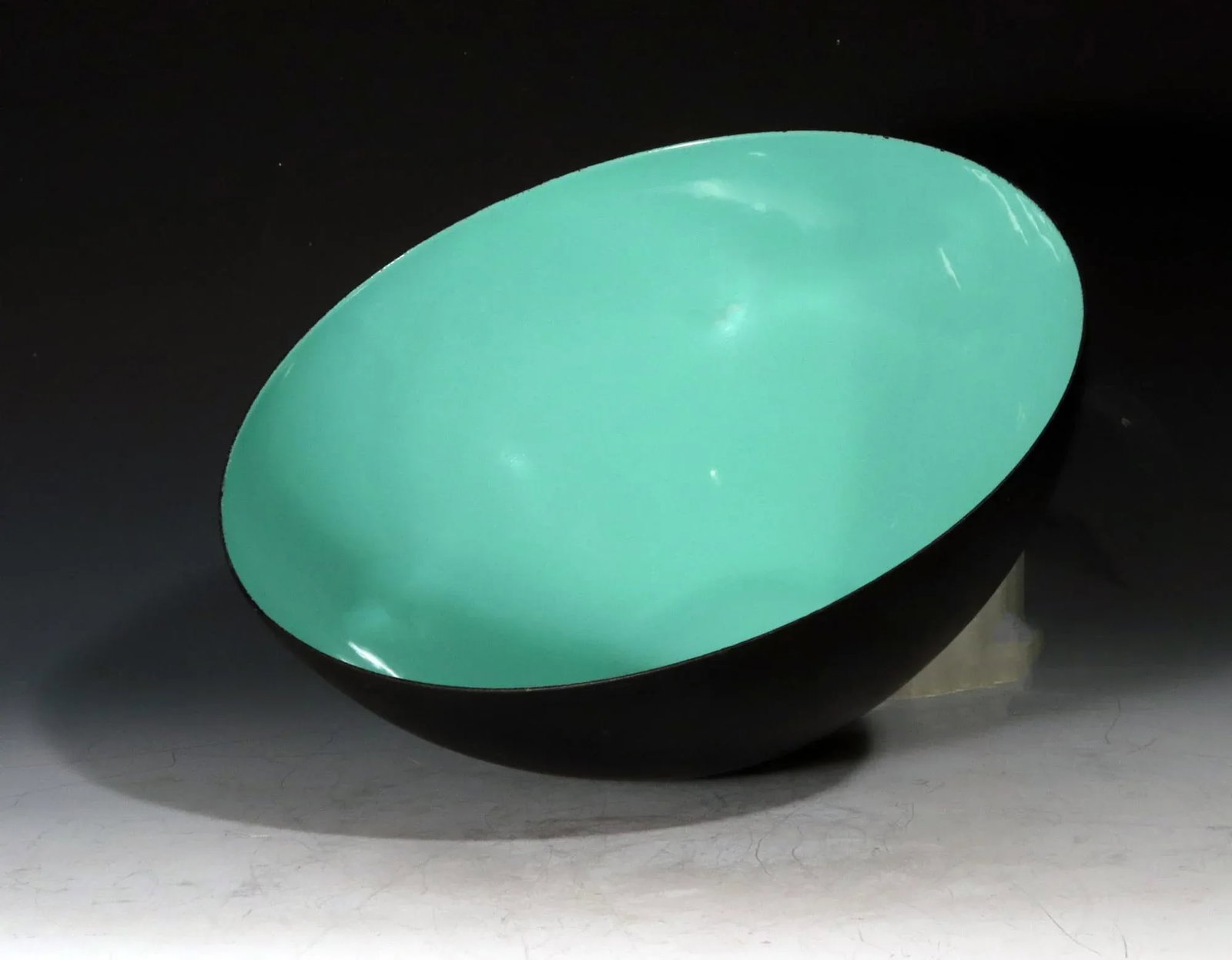 Modernist Krenit Black and Aqua Green Enamel Bowl by Herbert Krenchel for Torben Ã˜rskov & - 4