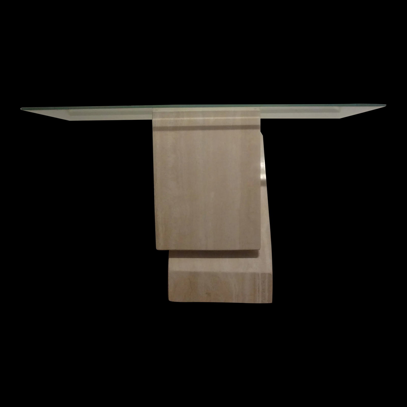 1970s Italian Postmodern Travertine Console Attributed to Angelo Mangiarotti - 2