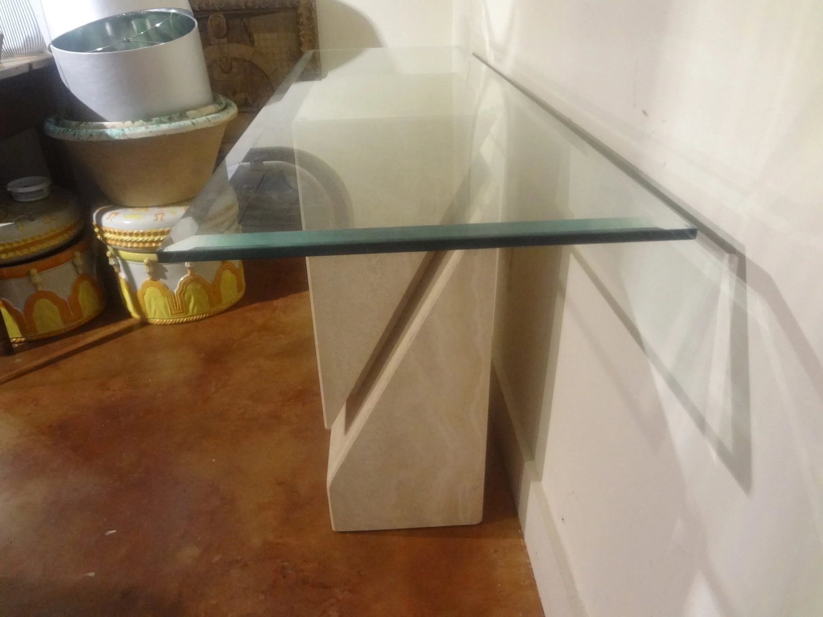 1970s Italian Postmodern Travertine Console Attributed to Angelo Mangiarotti - 3