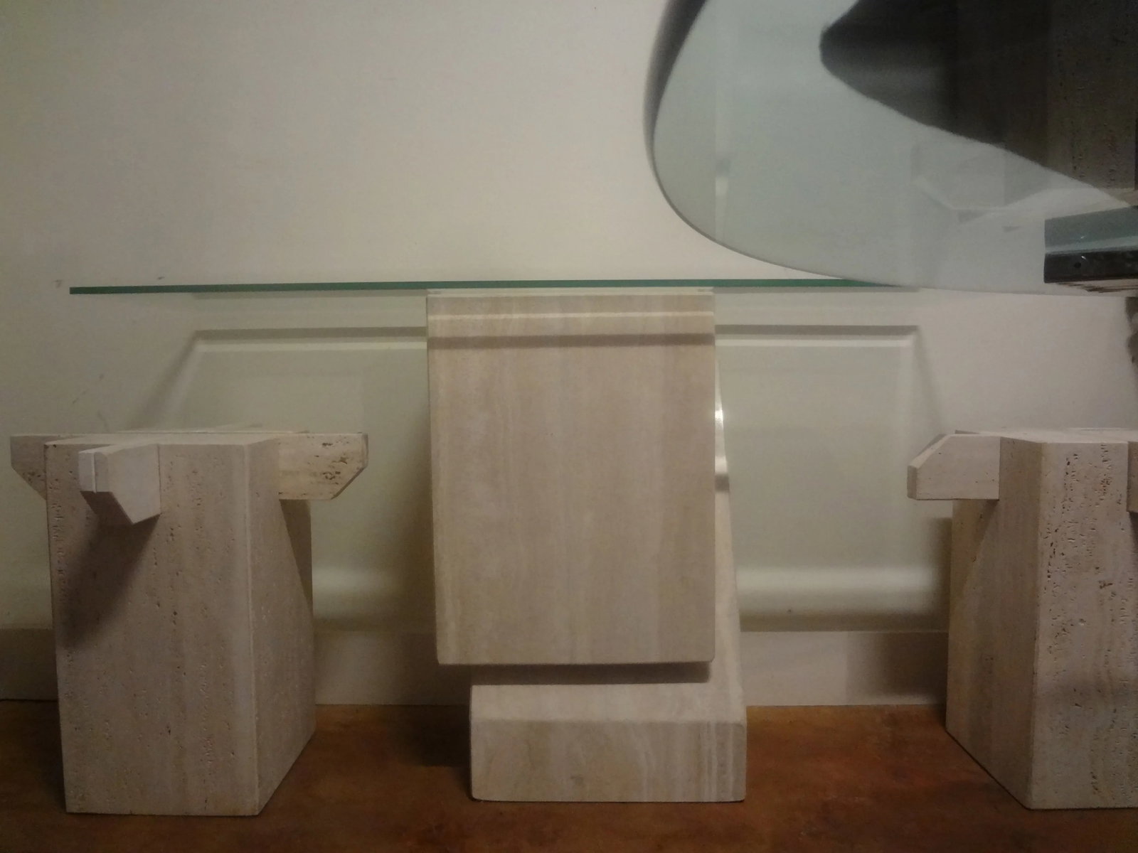 1970s Italian Postmodern Travertine Console Attributed to Angelo Mangiarotti - 4