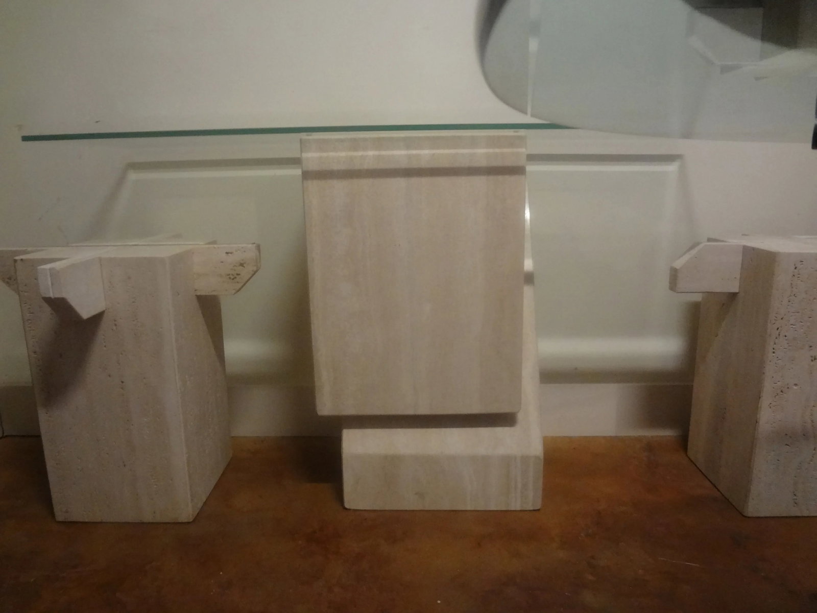 1970s Italian Postmodern Travertine Console Attributed to Angelo Mangiarotti - 5