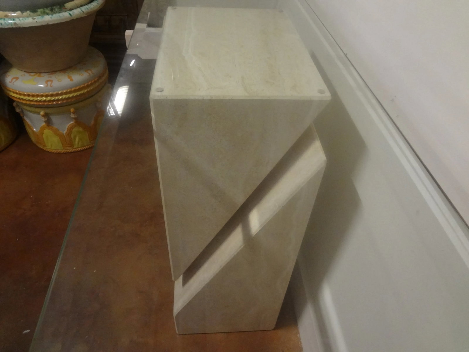 1970s Italian Postmodern Travertine Console Attributed to Angelo Mangiarotti - 8