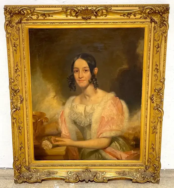 19th Century American Antebellum Portrait of a Lady, Original Giltwood Frame - 2