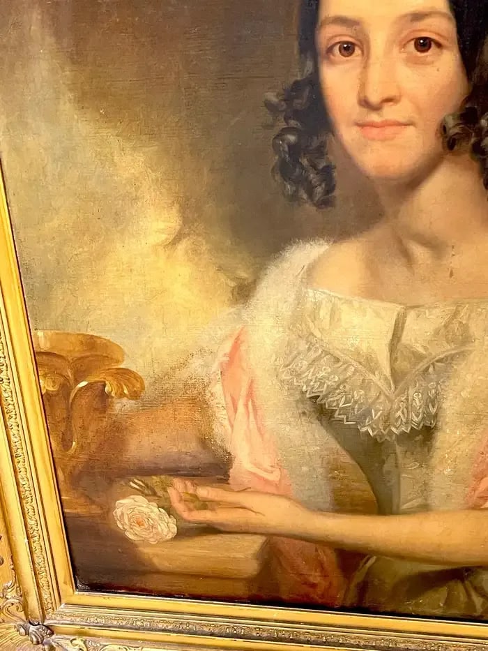19th Century American Antebellum Portrait of a Lady, Original Giltwood Frame - 4
