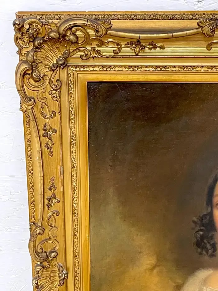 19th Century American Antebellum Portrait of a Lady, Original Giltwood Frame - 5