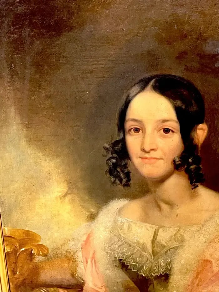 19th Century American Antebellum Portrait of a Lady, Original Giltwood Frame - 6