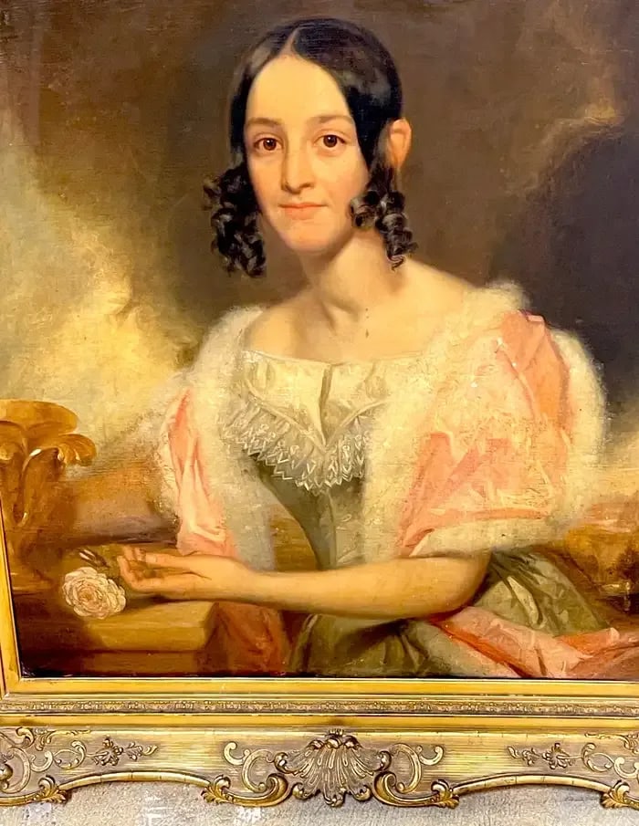 19th Century American Antebellum Portrait of a Lady, Original Giltwood Frame - 7
