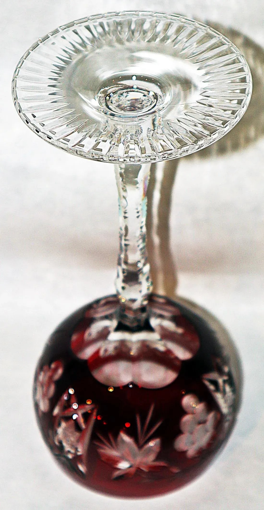 1940s Bohemian Cut-To-Clear Crystal Wine Stem Goblets - Set of 6 - 6