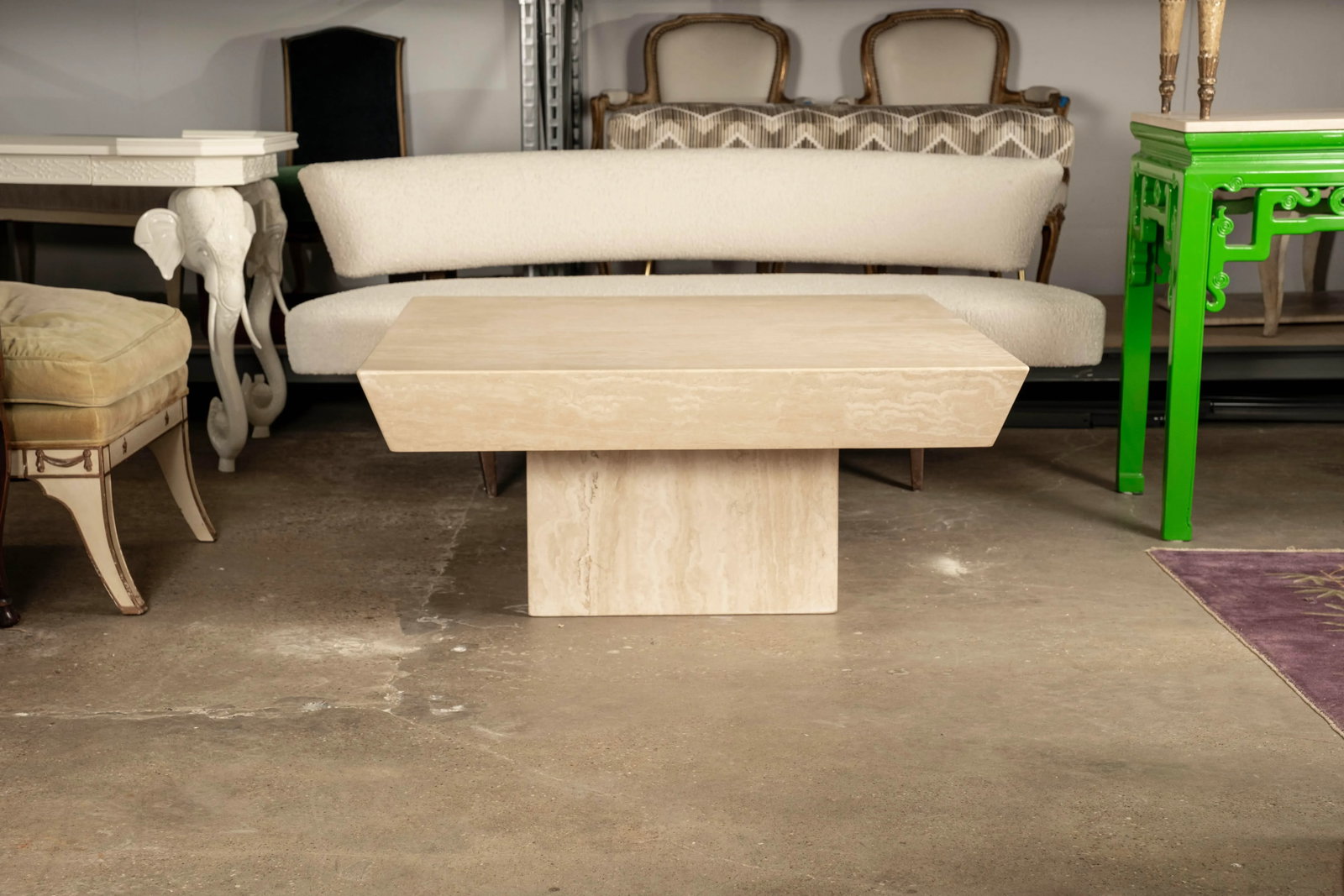 1970s Italian Modern Travertine Coffee Table Attributed to Angelo Mangiarotti - 2