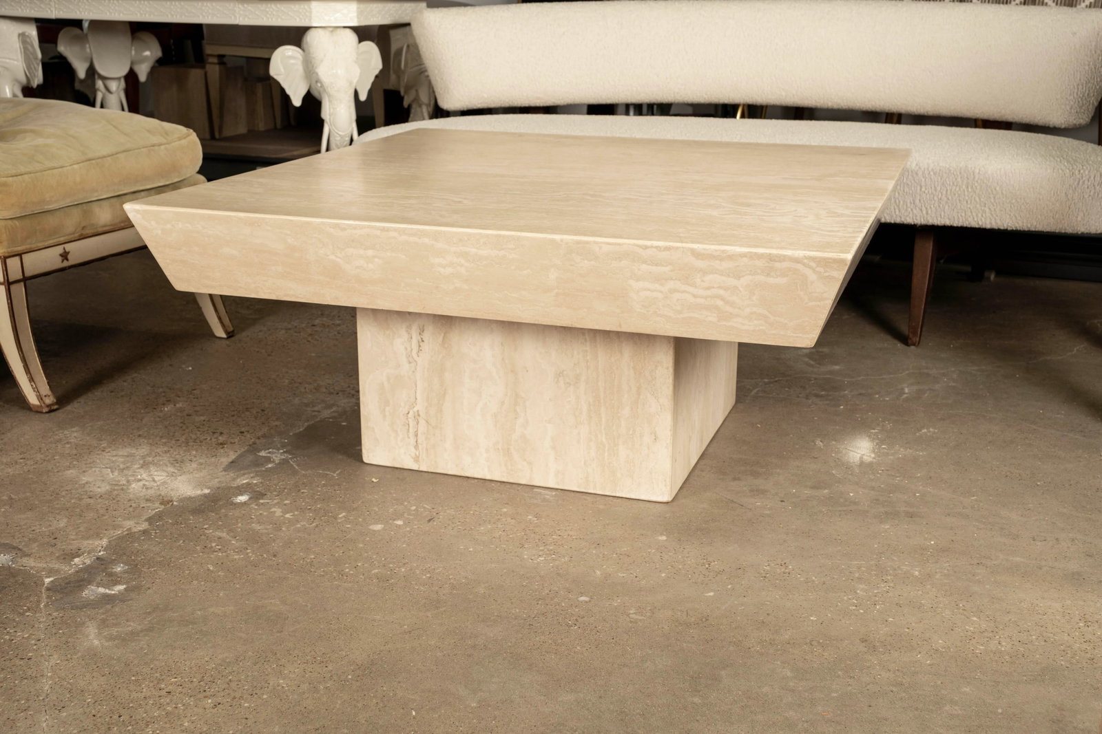 1970s Italian Modern Travertine Coffee Table Attributed to Angelo Mangiarotti - 3