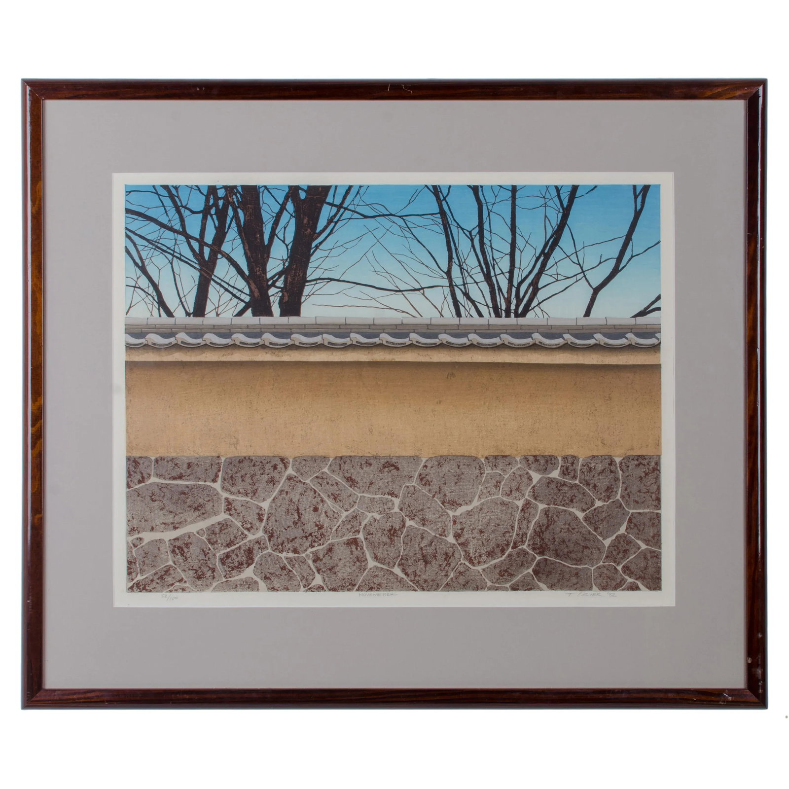 1980s Ted Colyer "November" Woodblock Print - 9