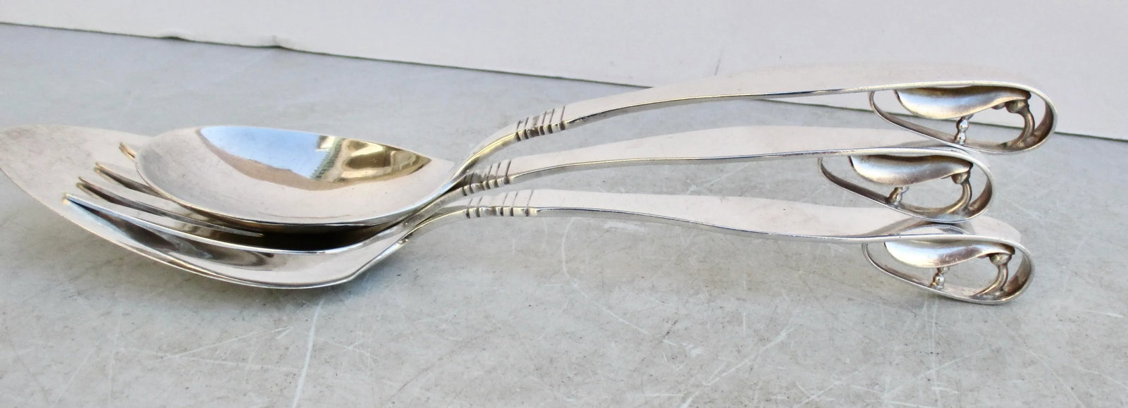 Sterling Silver Serving Set by Karl Leinonen Circa 1940s-A Set of 3 - 4