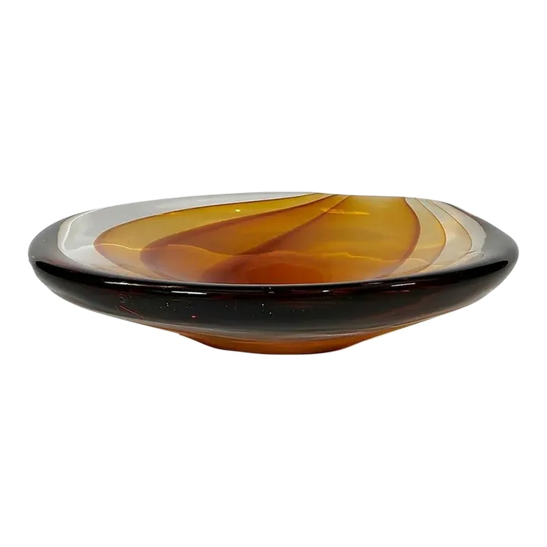 Mid 20th Century Antonio Da Ros for Cenedese, Sommerso Murano Art Glass Bowl, Vide-Poche, Amber: Antonio Da Ros for Cenedese Sommerso Murano Art glass bowl, Vide-Poche, ambers and clear. Antonio Da Ros (1936-2012) for Cenedese, Sommerso bowl, Murano, Italy Signed (etched) 'Cenedese' Measures: 11 