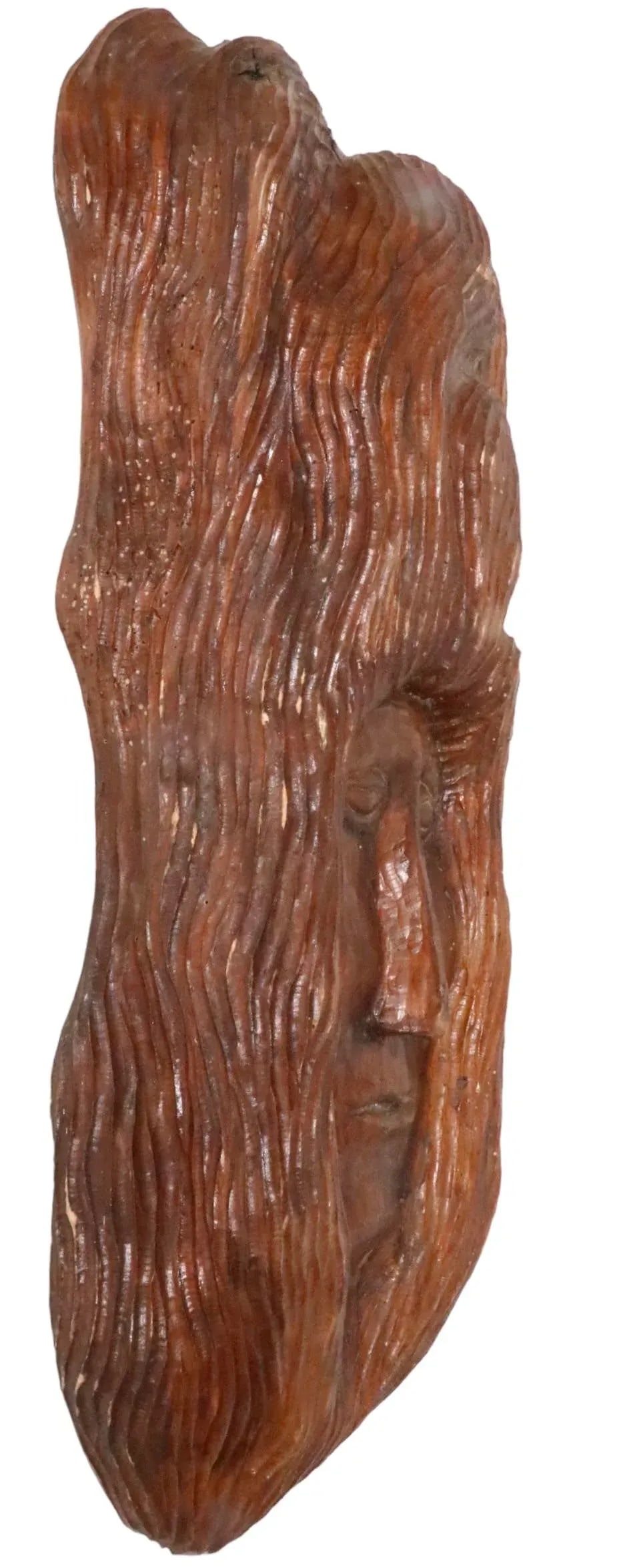 Large Solid Wood Carved Face Tiki / Hippie Style Circa 1970's - 6