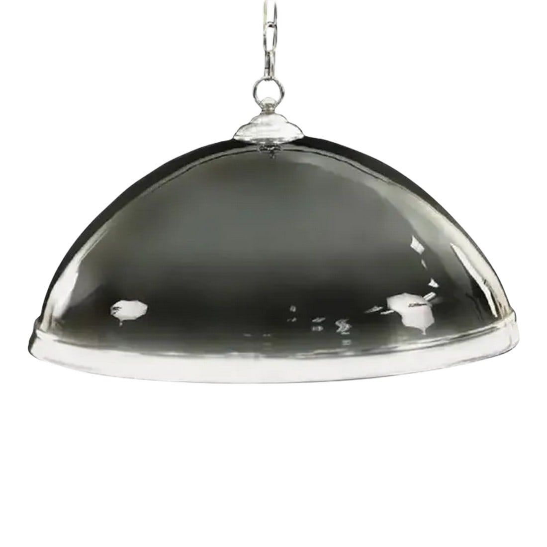 Vintage Renato Toso Murano Domed Smoke Art Glass Hanging Pendant Light, 1970s: Vintage Renato Toso Murano Domed smoke art glass hanging pendant light, 1970s smoke grey color out side, opaline white inside with a clear edge. Polished chrome fixture and chain. Dimensions: H 9" x D