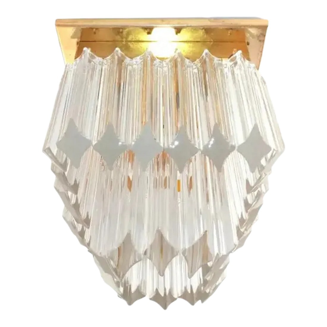 Vintage Camer Venini Murano Triedri Crystal Prism Flush Mount, 1970s: Vintage Camer Venini Murano Triedri Crystal Prism Flush Mount, 1970s. Unmarked Condition: Alterations: Original Condition Unaltered Imperfections: Some Imperfections Condition Notes: Wear consistent