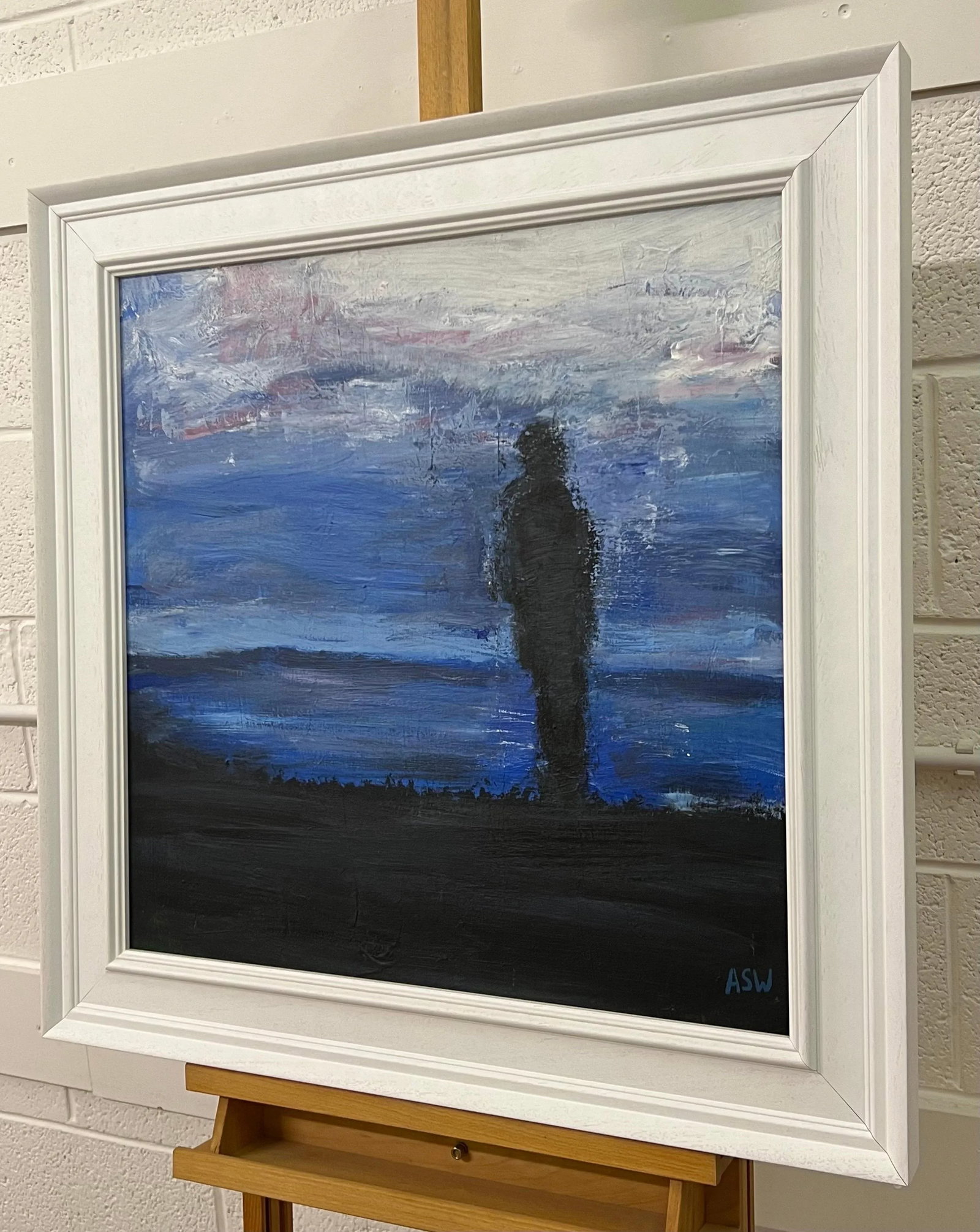 Man on the Hill Original Painting "Contemplation" by Contemporary British Artist - 4