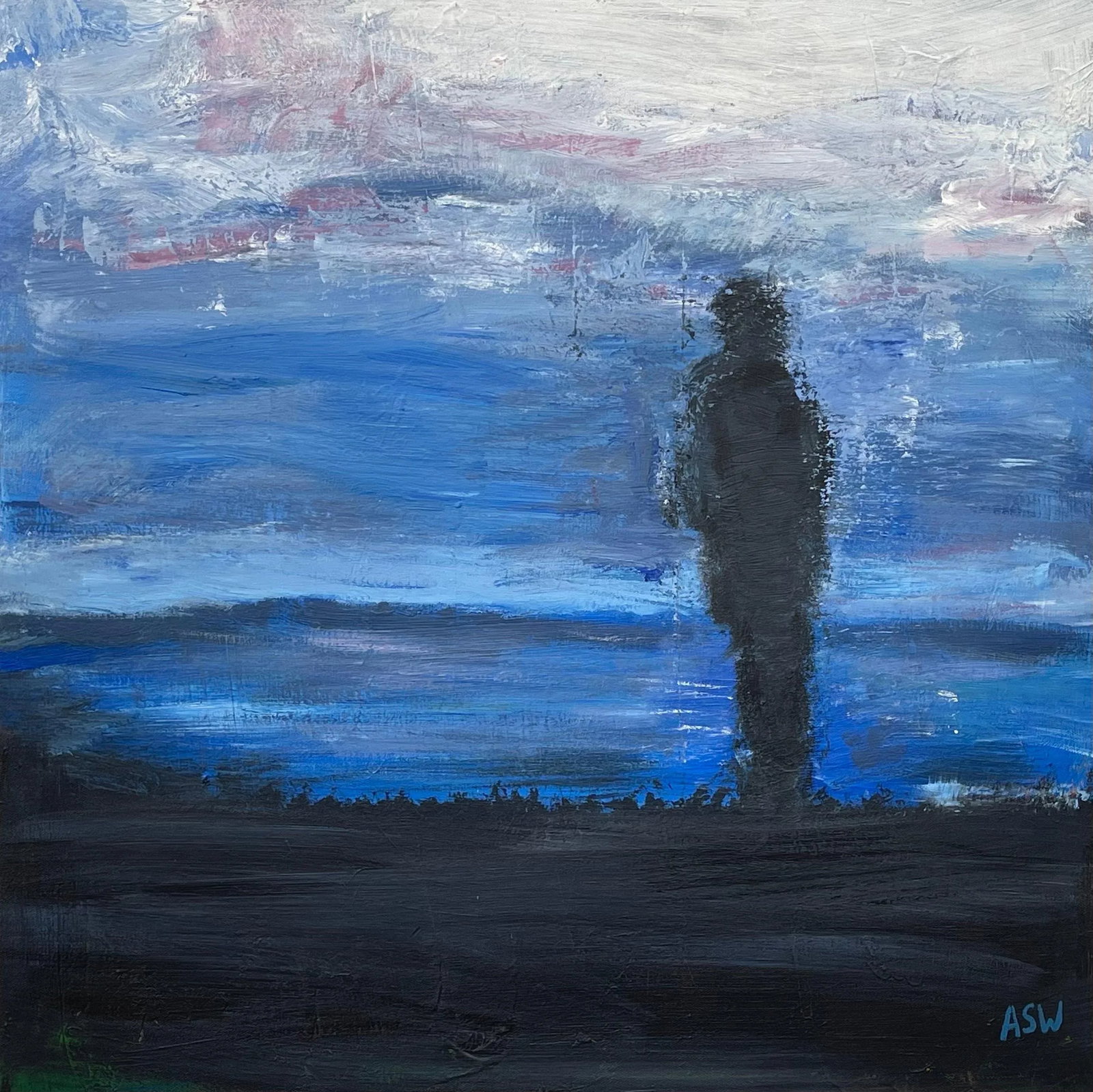 Man on the Hill Original Painting "Contemplation" by Contemporary British Artist - 6