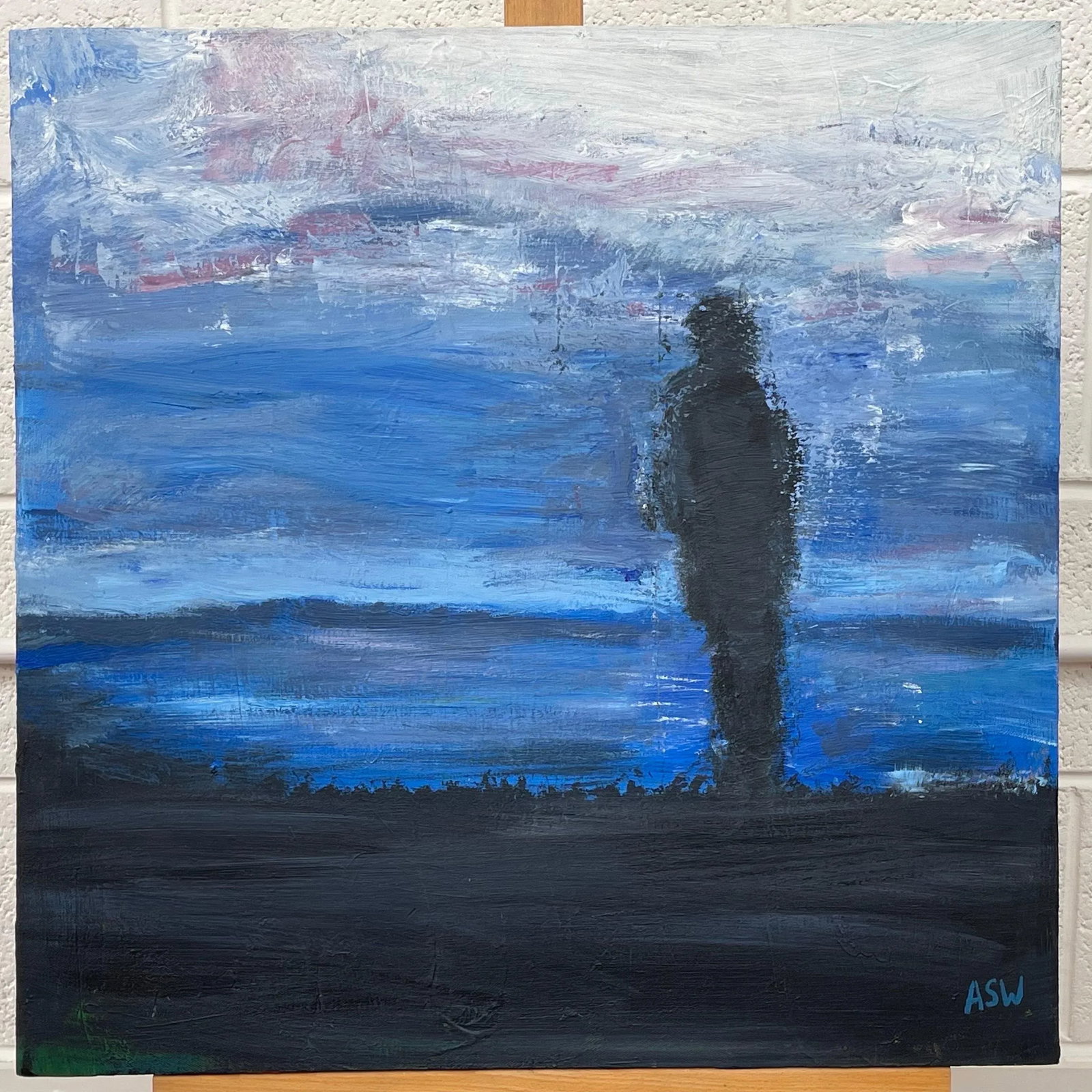 Man on the Hill Original Painting "Contemplation" by Contemporary British Artist - 7