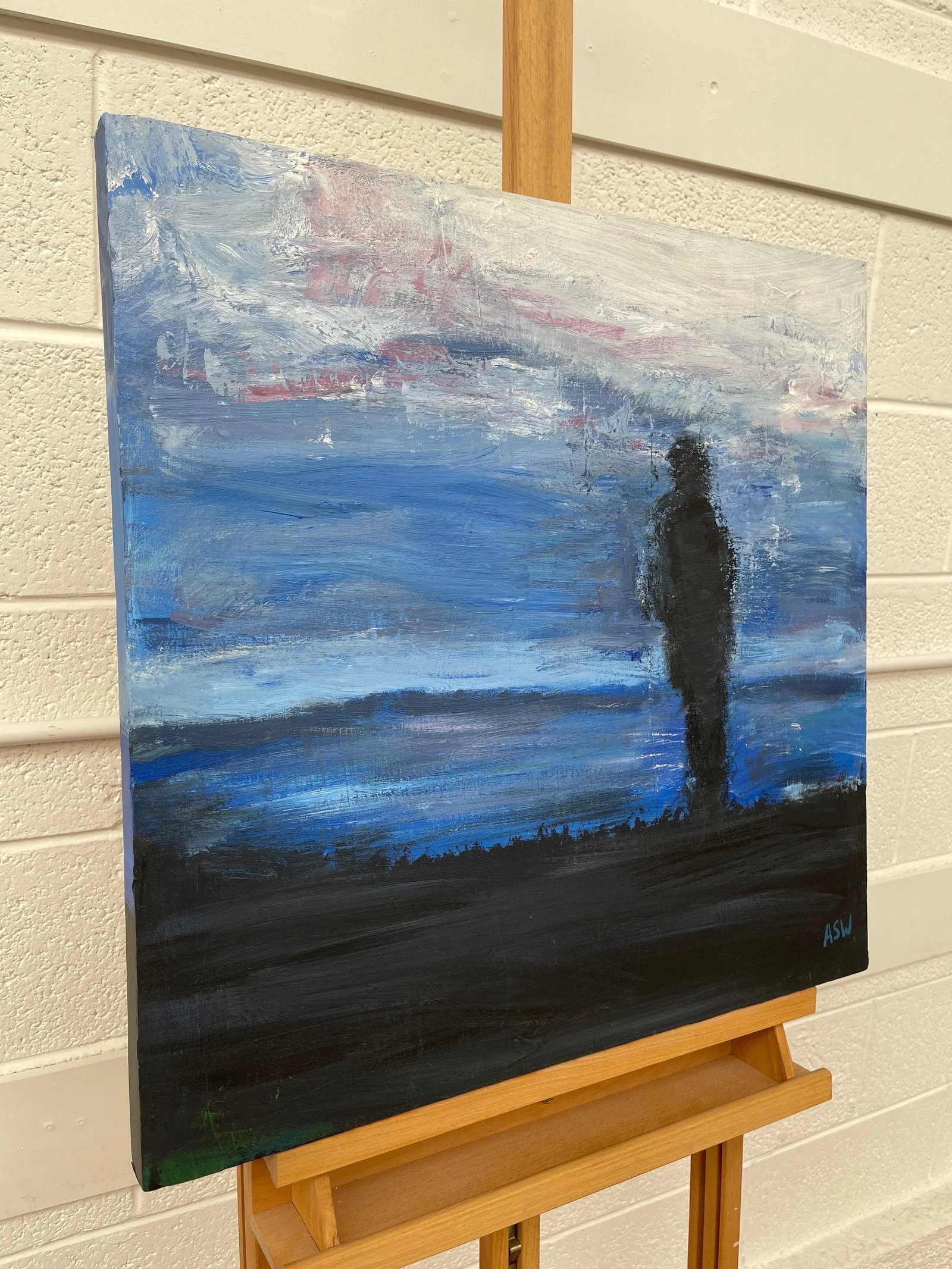 Man on the Hill Original Painting "Contemplation" by Contemporary British Artist - 8