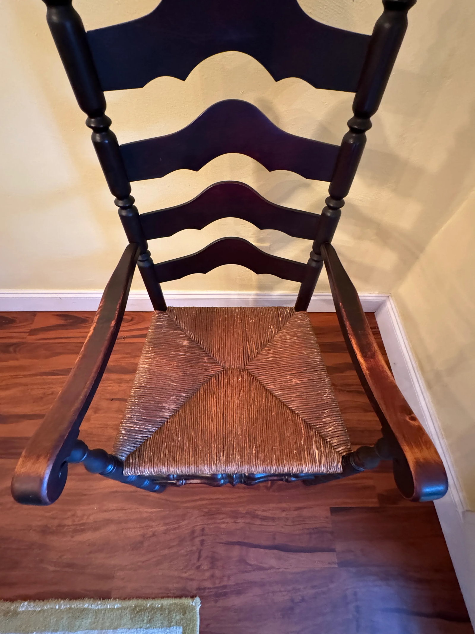 Late 19th Century Antique French Country Style Ladderback Chairs With Rush Seats - Set of 2 - 8