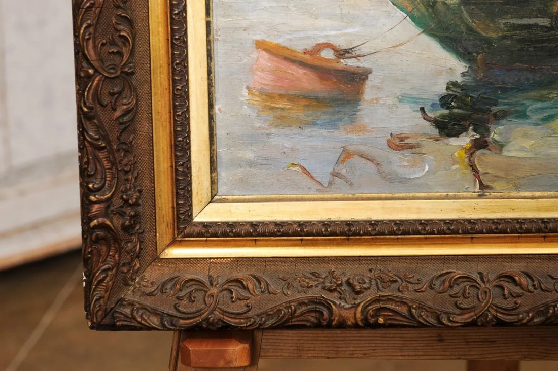 Port de Marseilles, Oil on Isorel Panel Seascape Painting Signed Georges Muller - 9