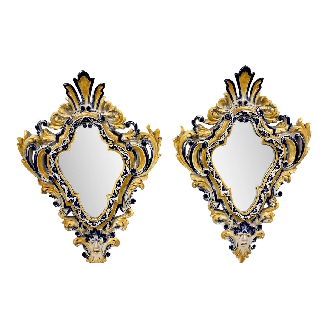 Fine Pair of 19th Century Italian Glazed Majolica Mirrors (1 of 10)