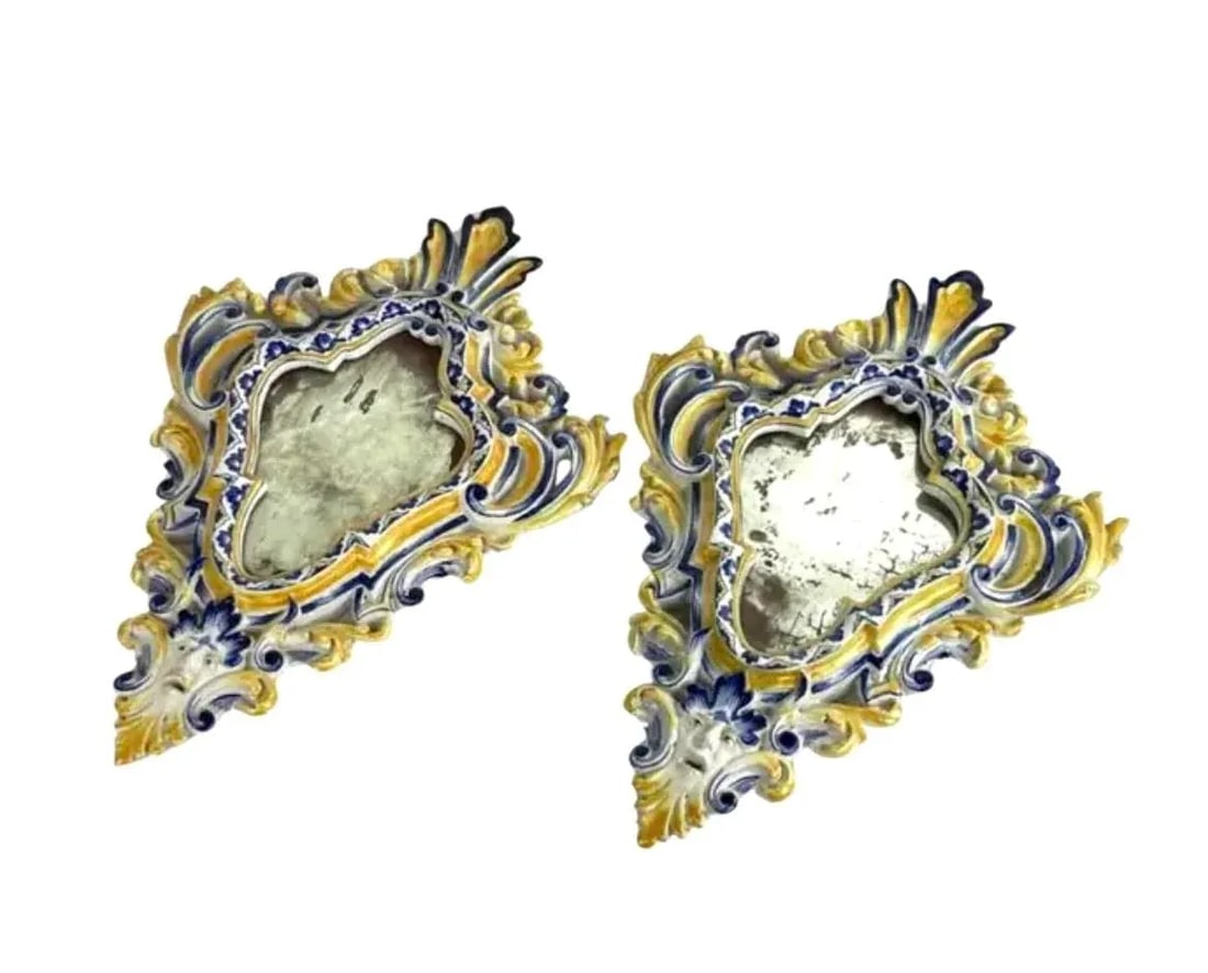 Fine Pair of 19th Century Italian Glazed Majolica Mirrors - 9