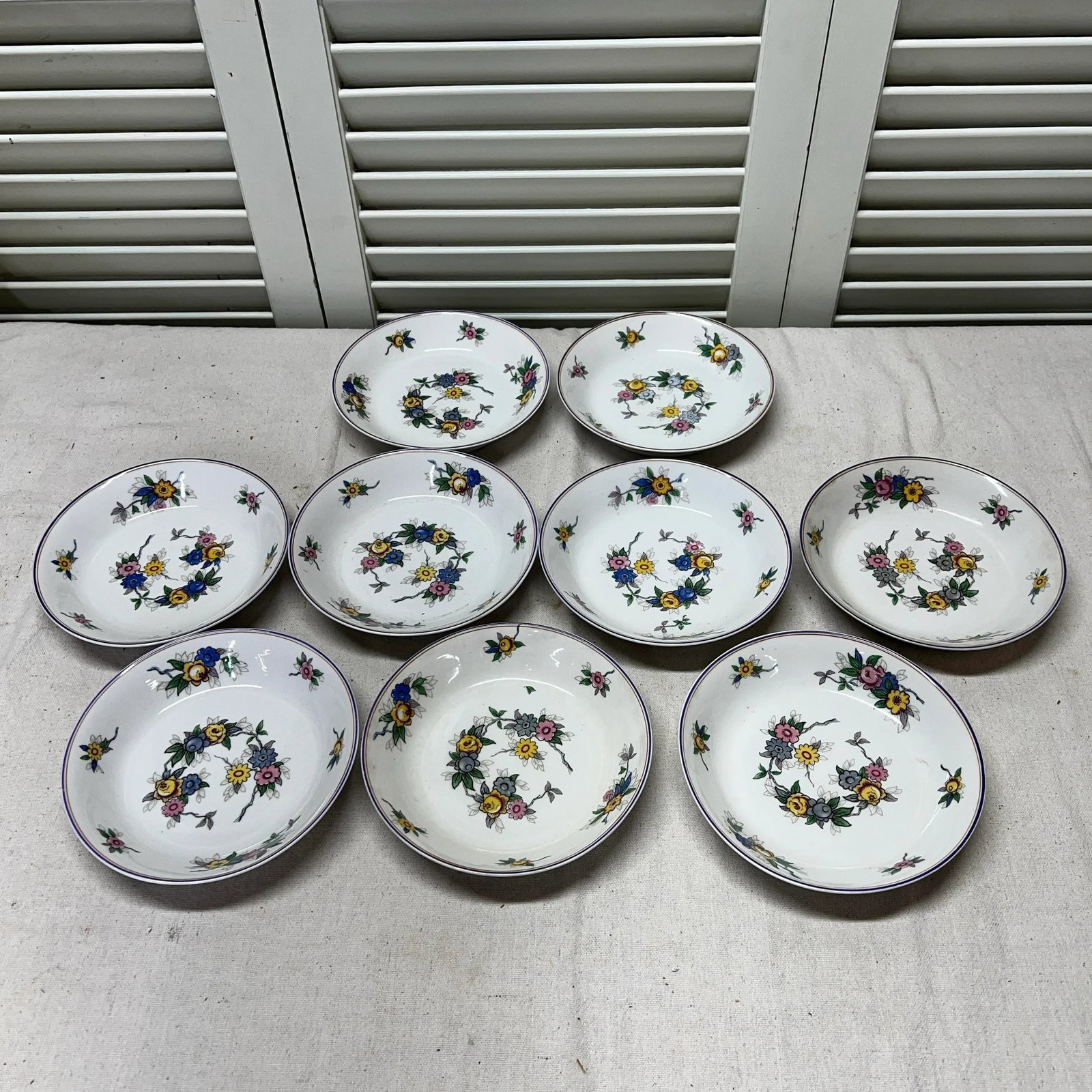 Limoges , France Floral Pattern Soup Bowls - Set of 9 - 2