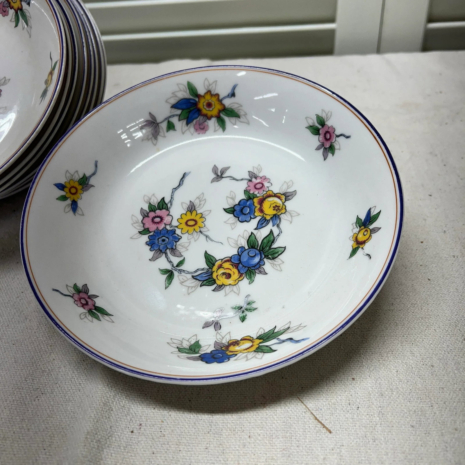 Limoges , France Floral Pattern Soup Bowls - Set of 9 - 3