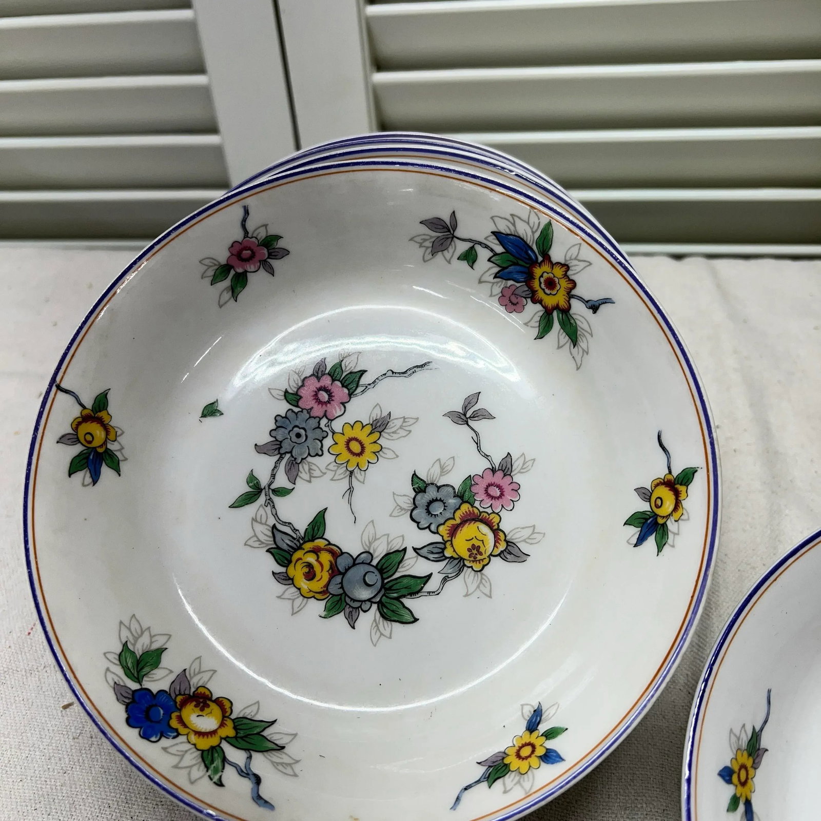 Limoges , France Floral Pattern Soup Bowls - Set of 9 - 4