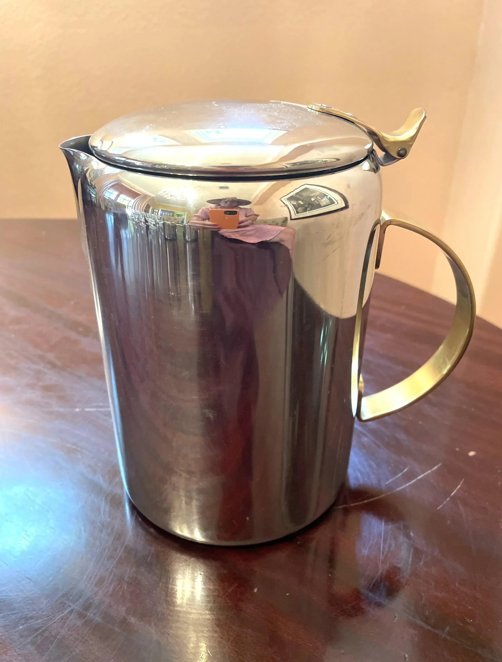 1960s Mid-Century Modern Polished Chrome and Brass Tea or Coffee Service With Tray- 4 Pieces - 8