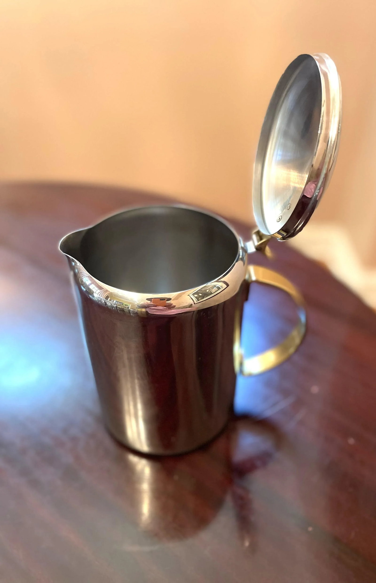 1960s Mid-Century Modern Polished Chrome and Brass Tea or Coffee Service With Tray- 4 Pieces - 9