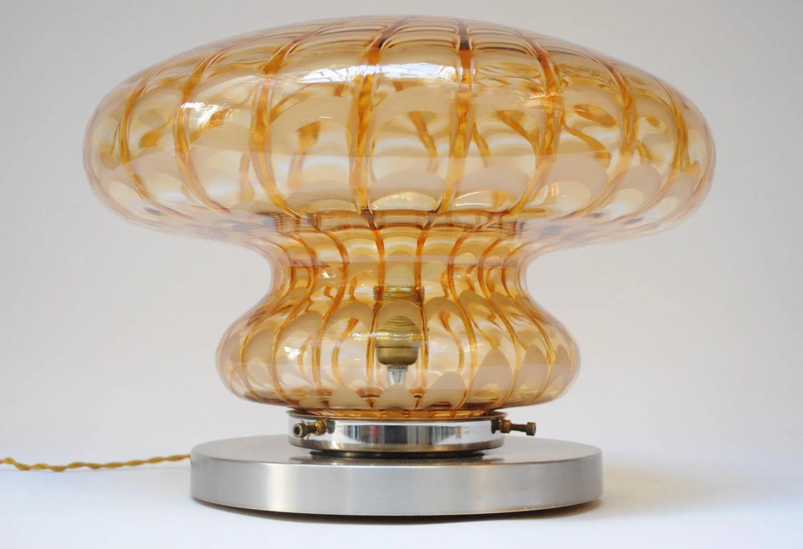 Vintage Italian Murano Glass Mushroom Form Table Lamp on Aluminum Base - 2