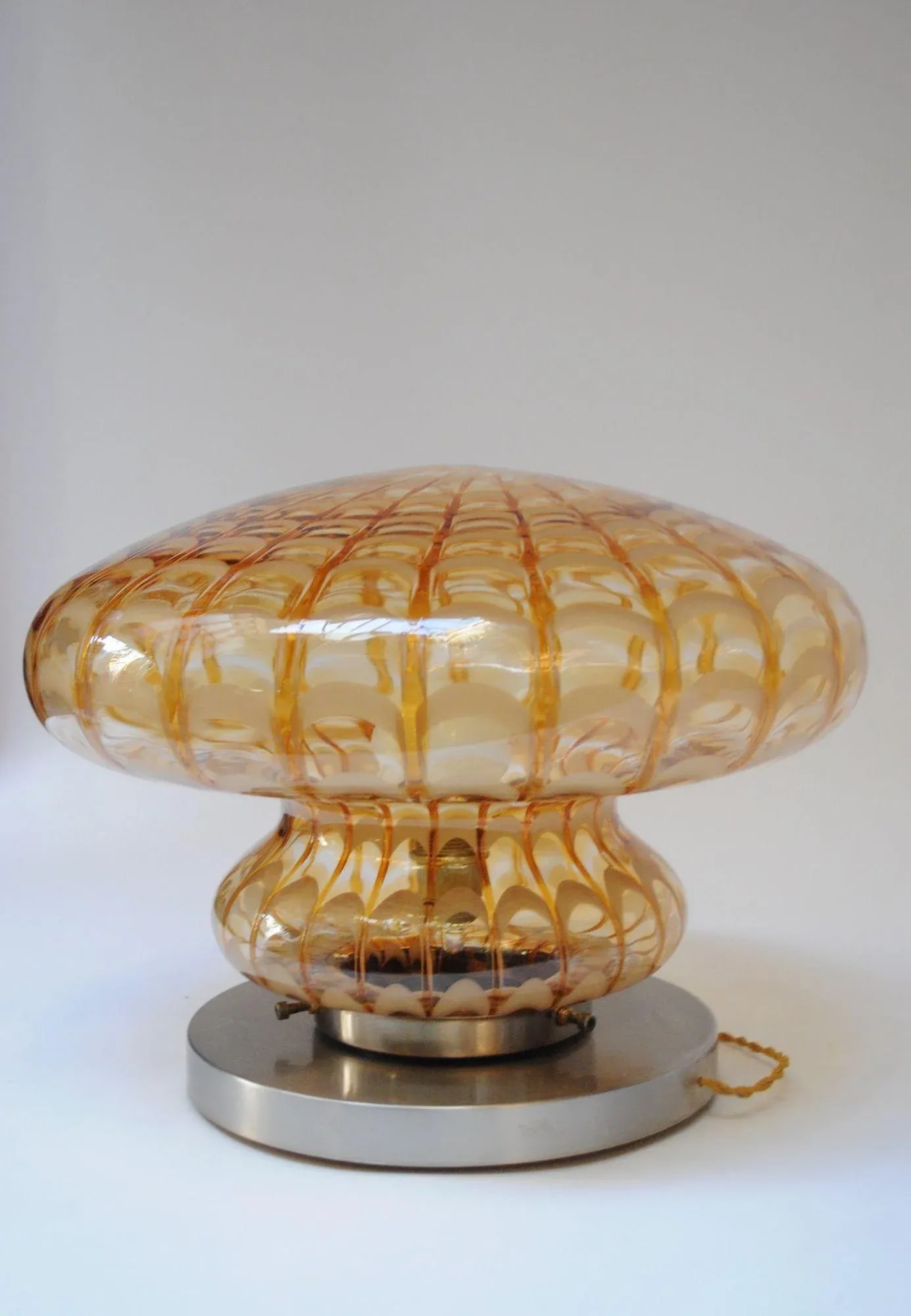 Vintage Italian Murano Glass Mushroom Form Table Lamp on Aluminum Base - 3