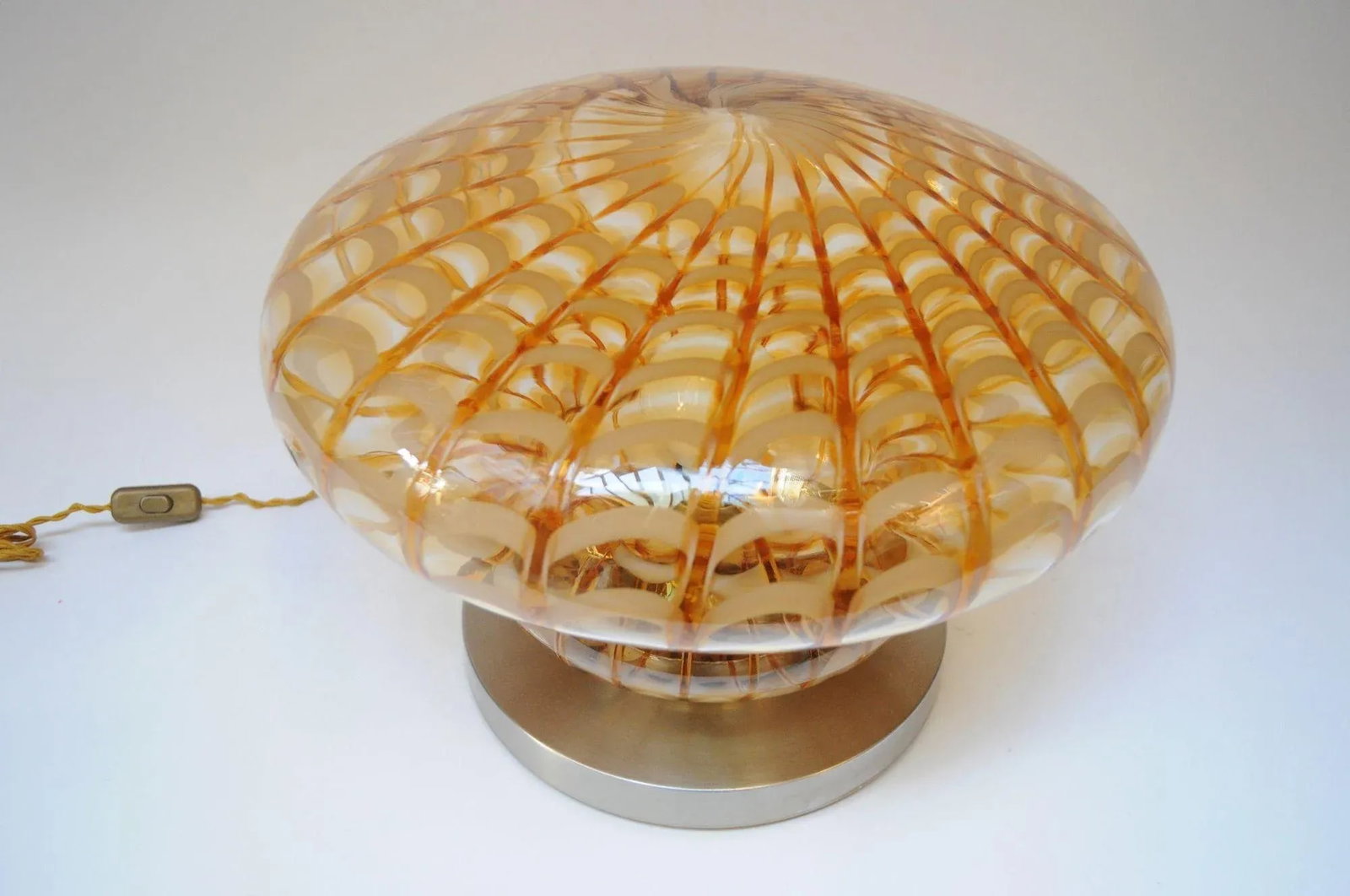 Vintage Italian Murano Glass Mushroom Form Table Lamp on Aluminum Base - 4