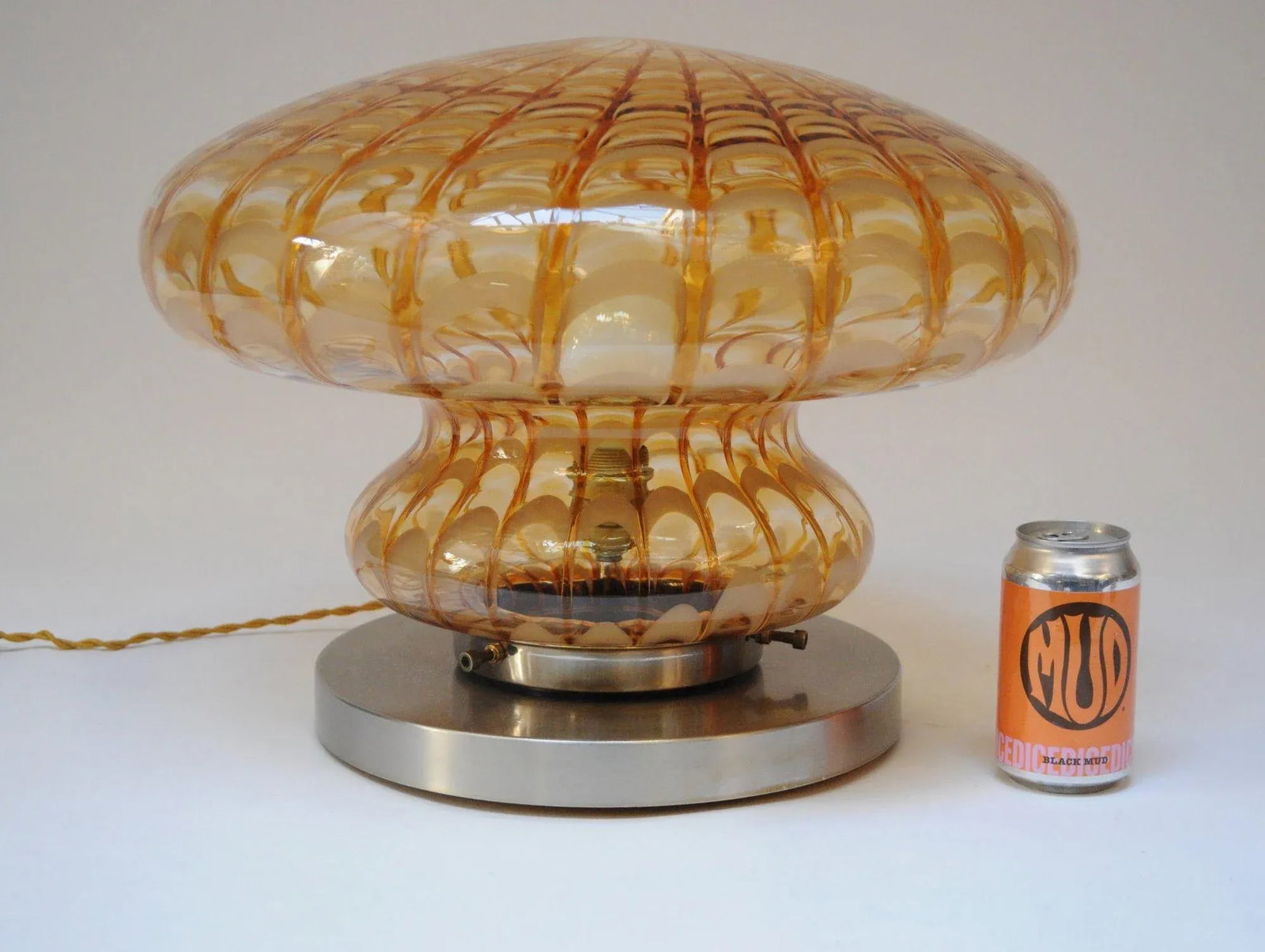 Vintage Italian Murano Glass Mushroom Form Table Lamp on Aluminum Base - 6