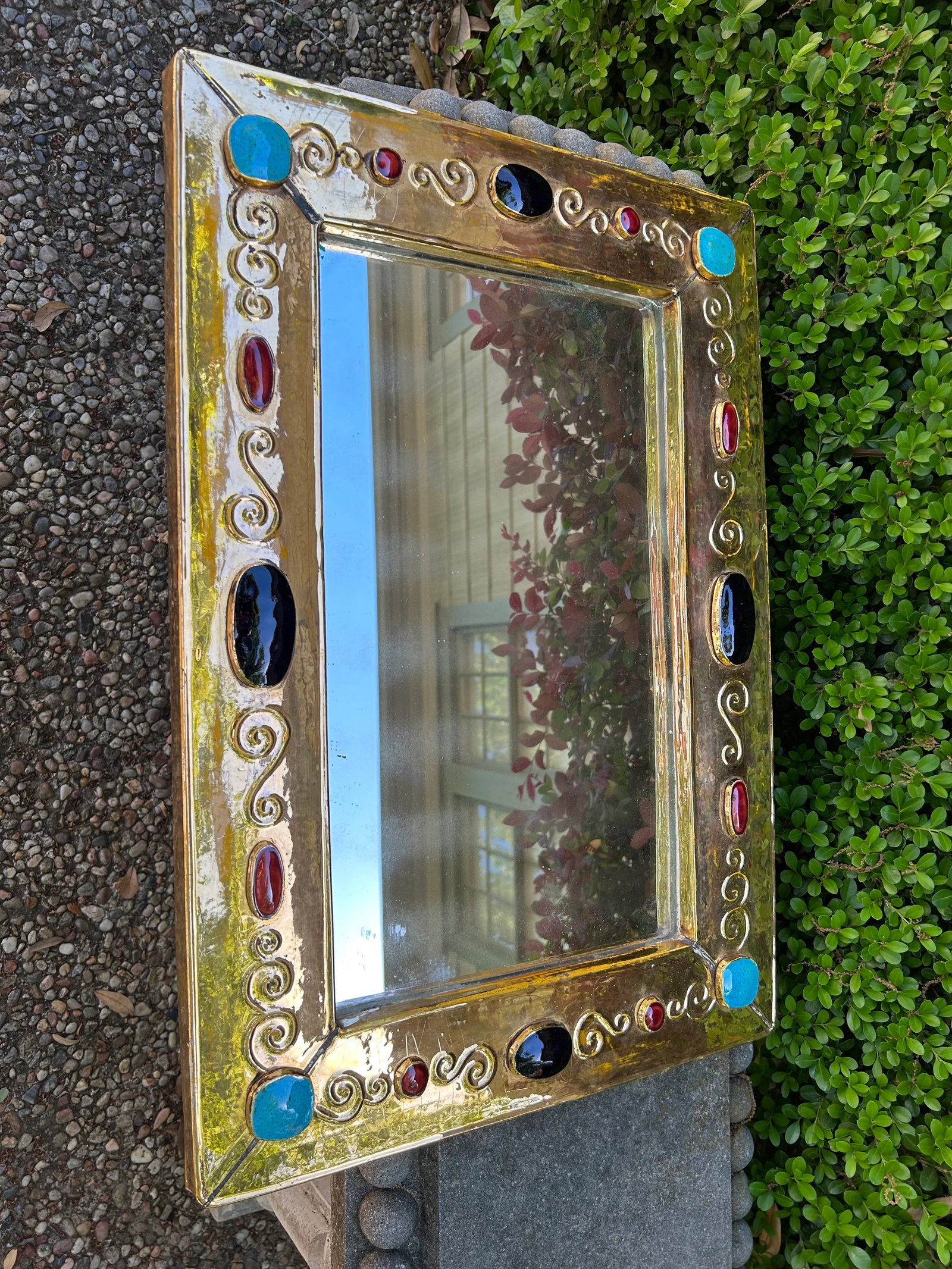 Large 1970s French Modern Ceramic Mirror Signed F. Lembo - 10