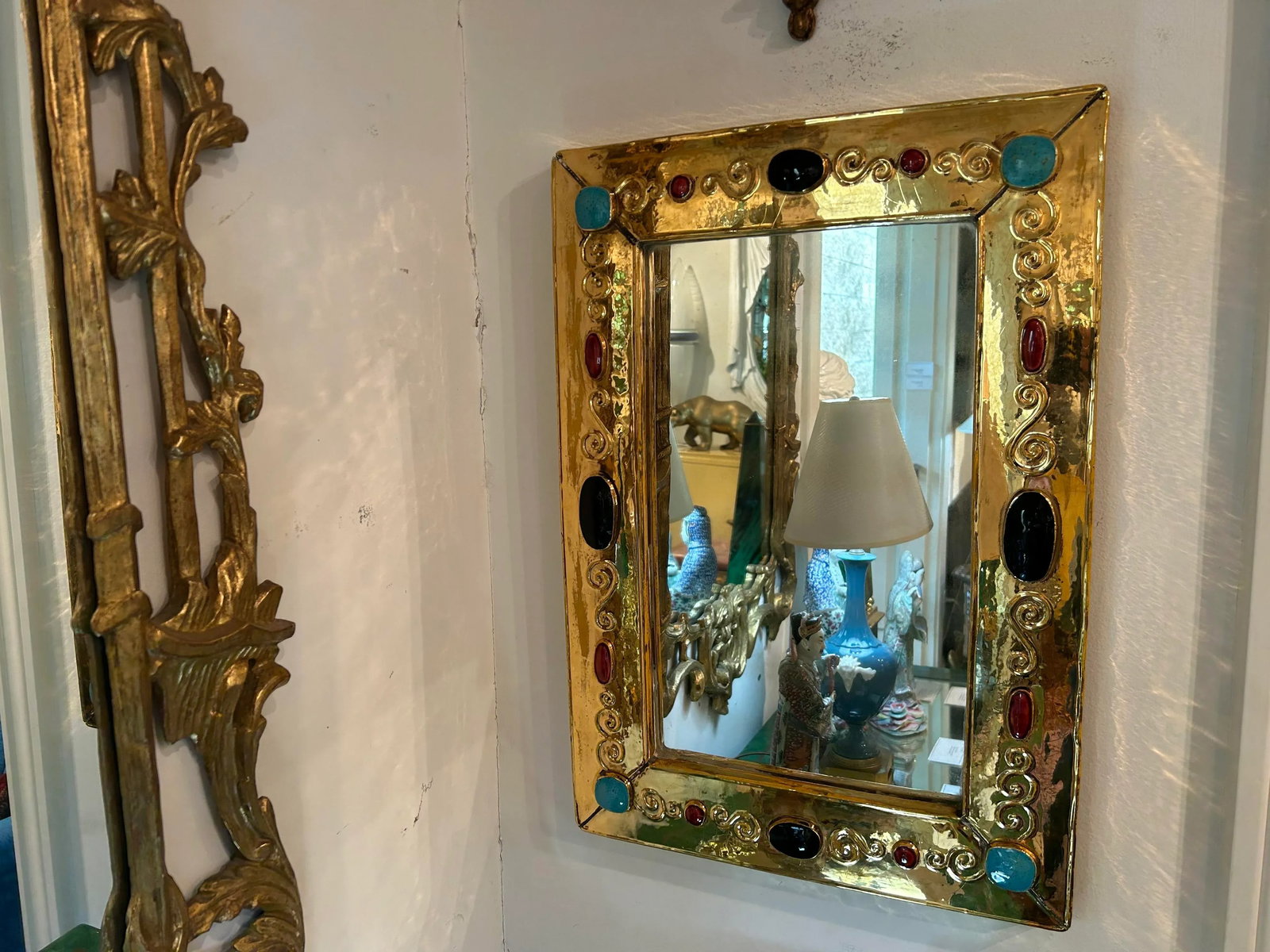 Large 1970s French Modern Ceramic Mirror Signed F. Lembo - 12