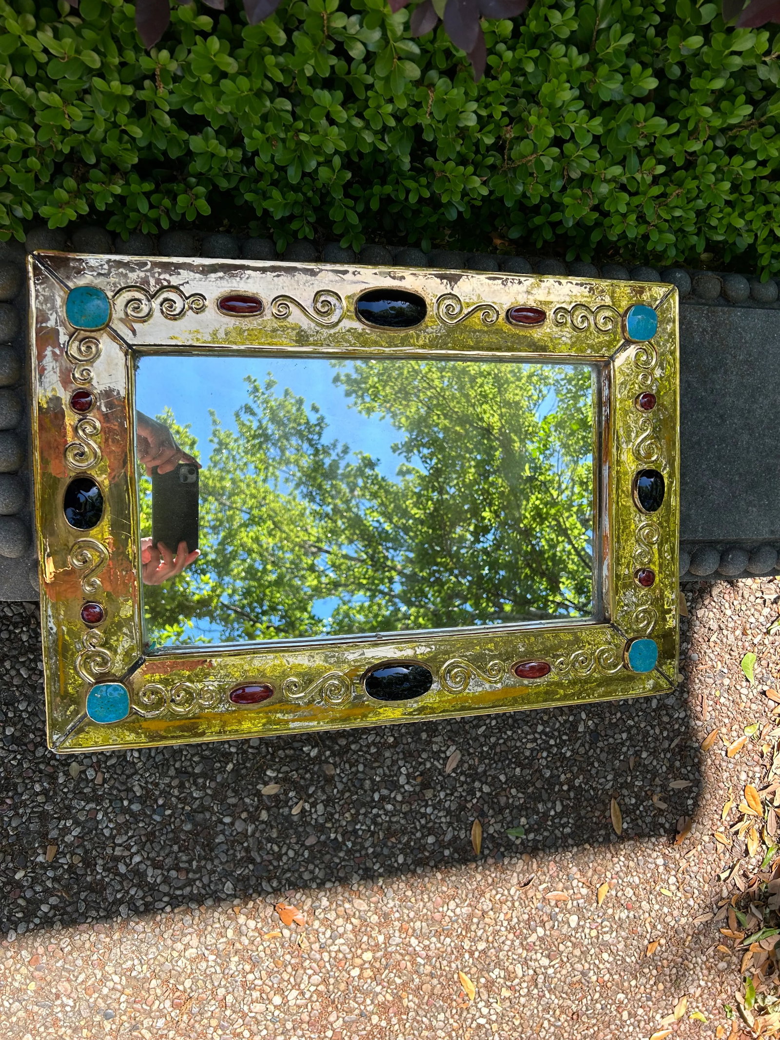 Large 1970s French Modern Ceramic Mirror Signed F. Lembo - 2