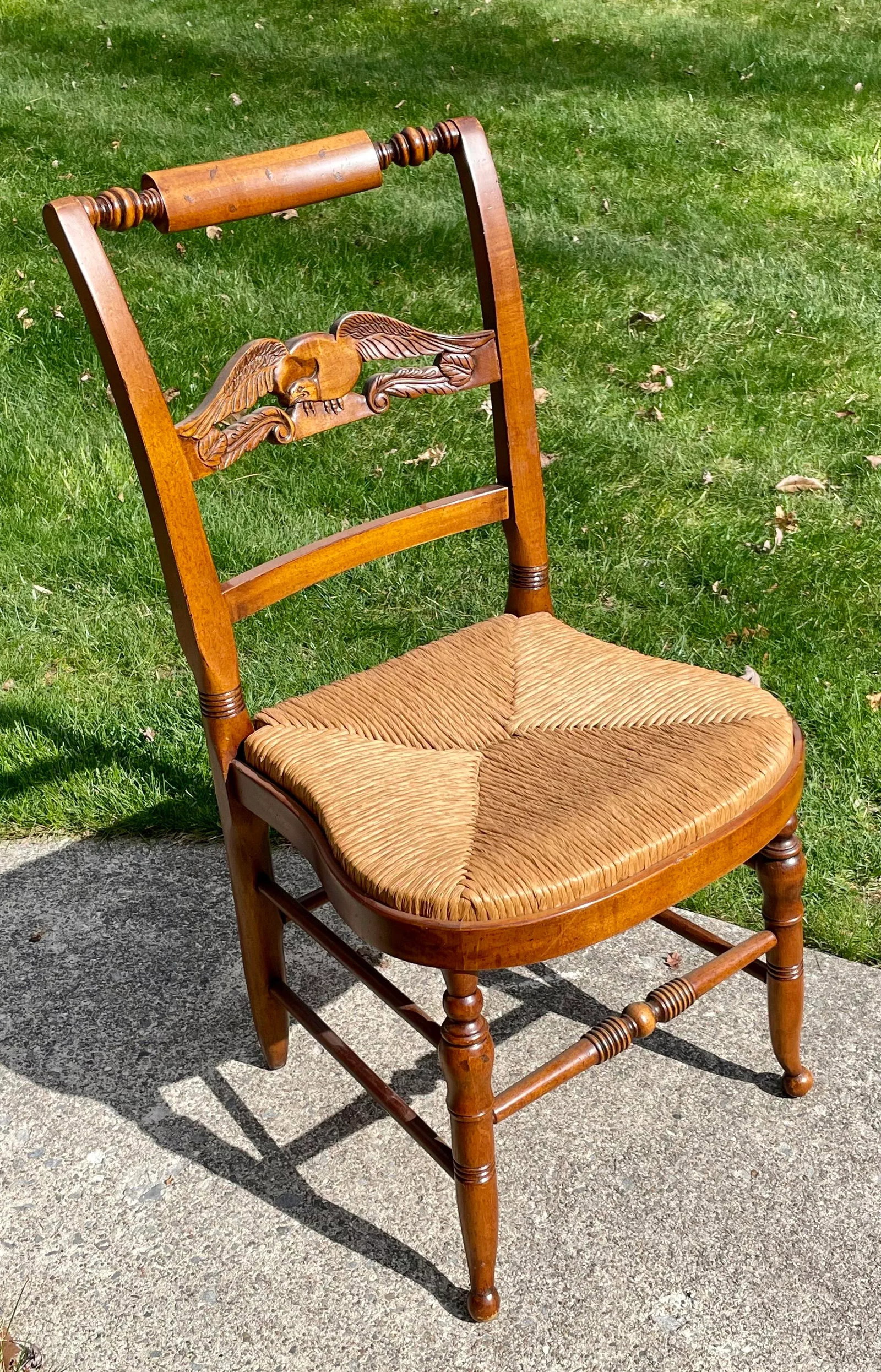 Hitchcock Style Carved Eagle Back Balloon Chair - 11