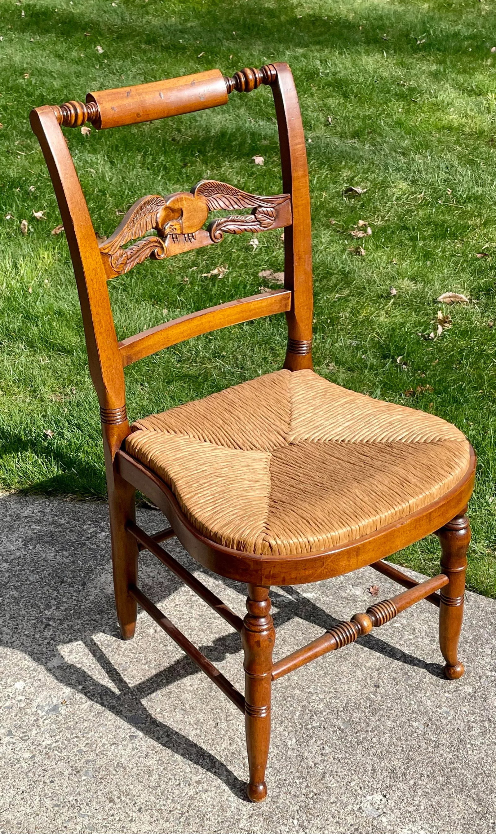Hitchcock Style Carved Eagle Back Balloon Chair - 2