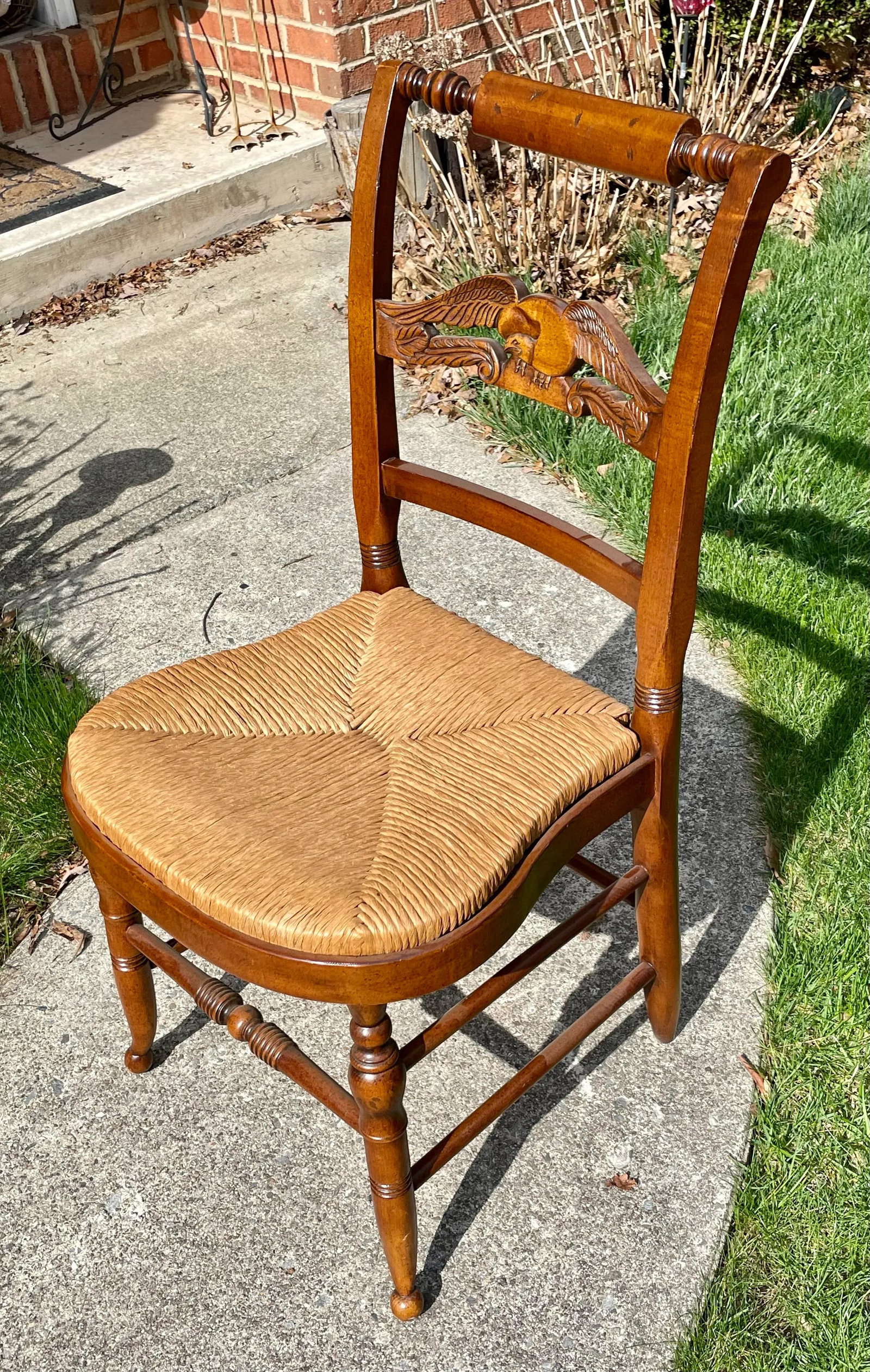Hitchcock Style Carved Eagle Back Balloon Chair - 3