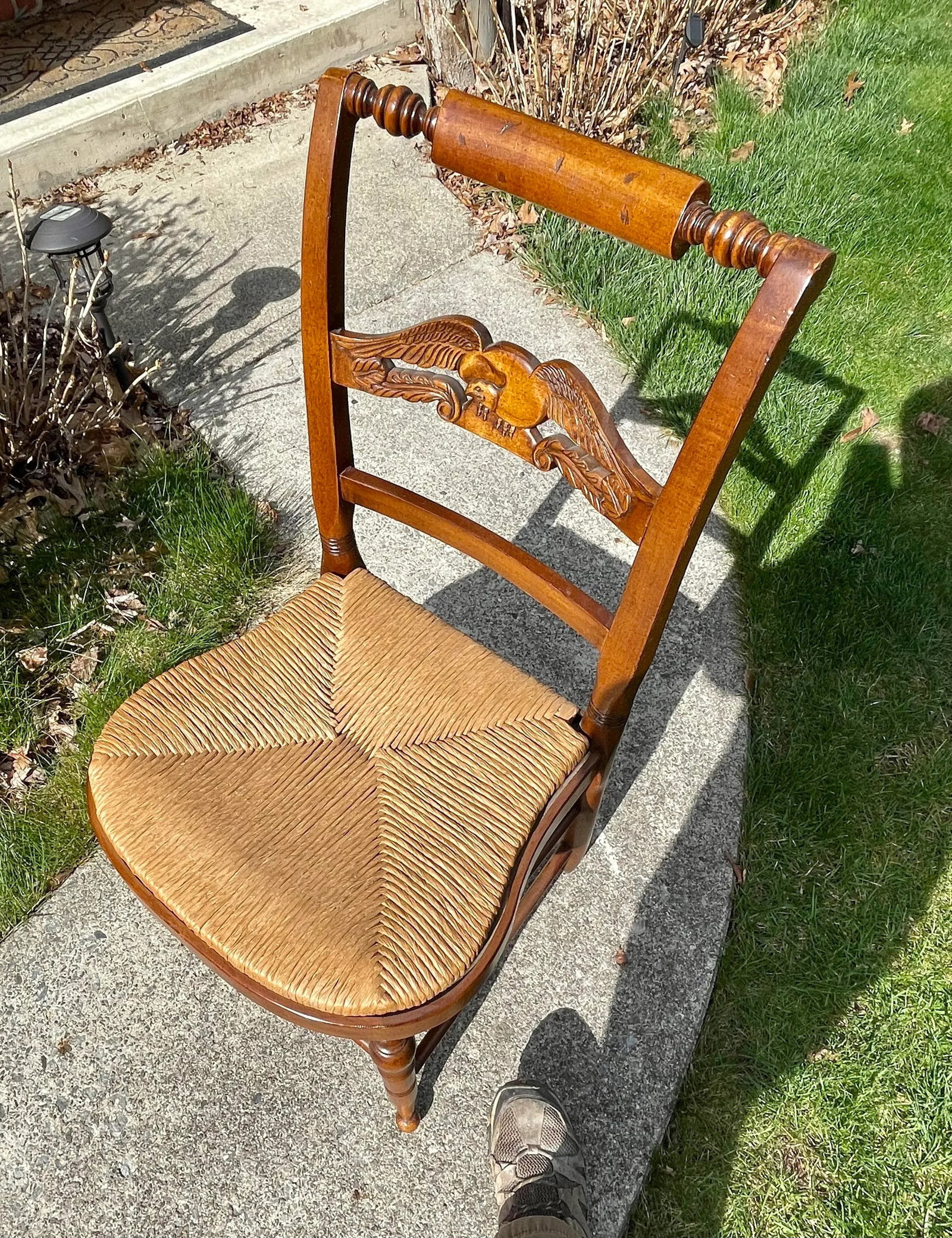 Hitchcock Style Carved Eagle Back Balloon Chair - 6