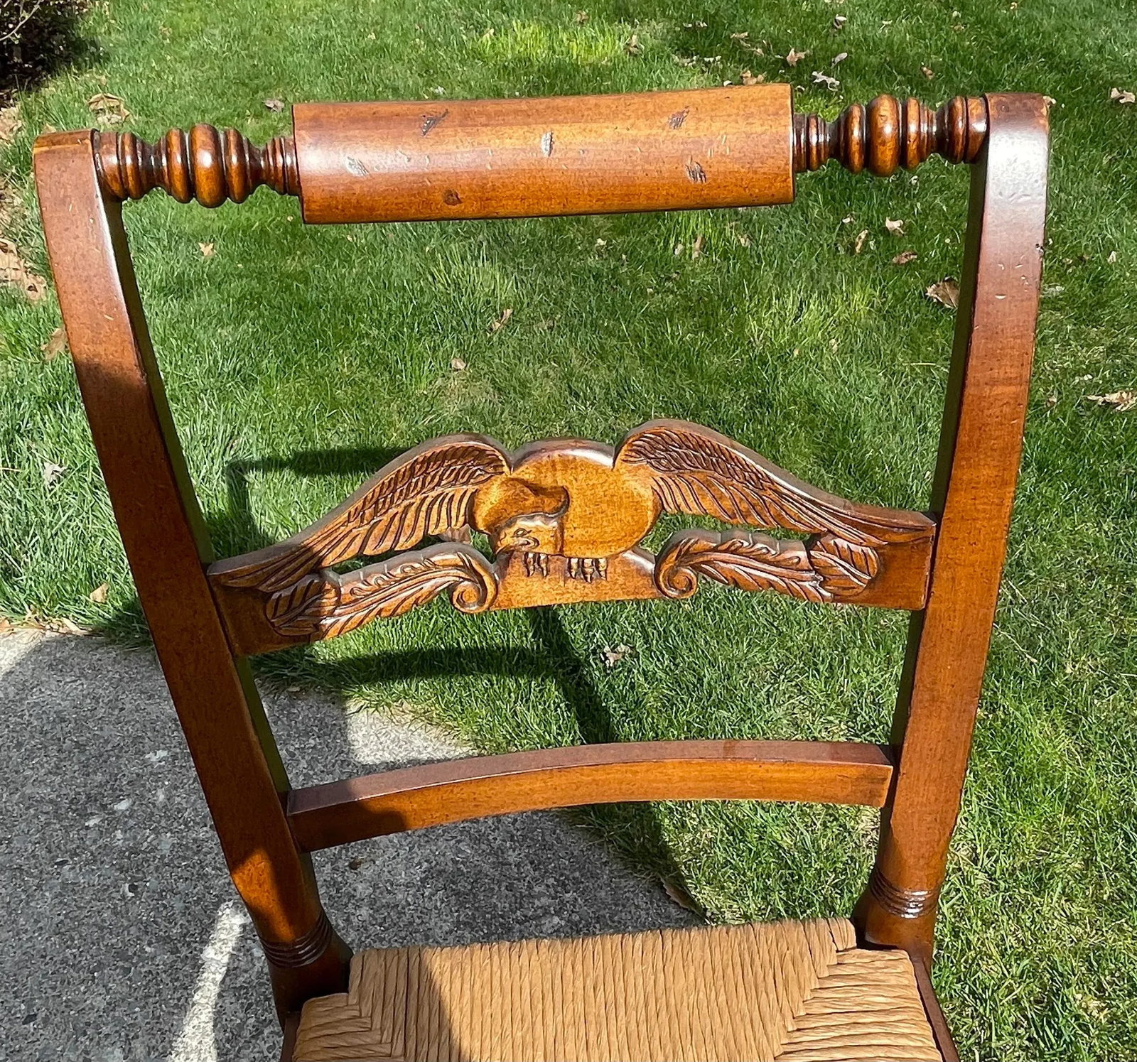 Hitchcock Style Carved Eagle Back Balloon Chair - 8