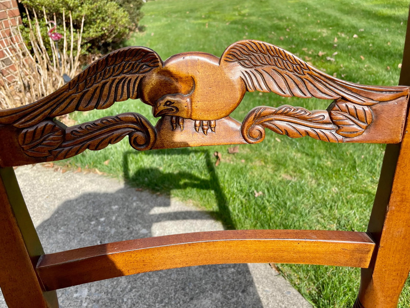 Hitchcock Style Carved Eagle Back Balloon Chair - 9