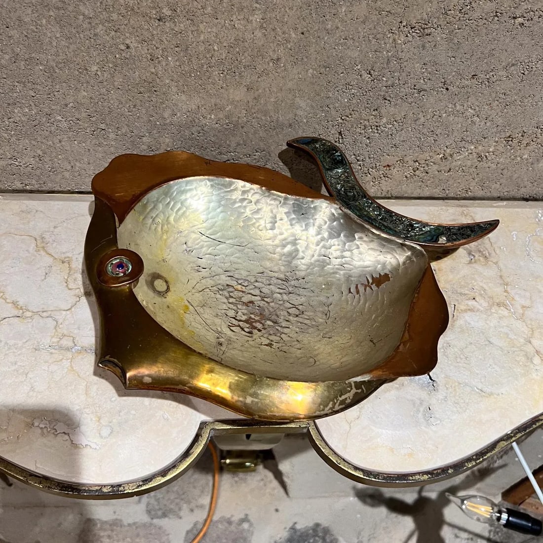 1960s Los Castillo Fish Bowl Abalone Mixed Metal Taxco Mexico - 10