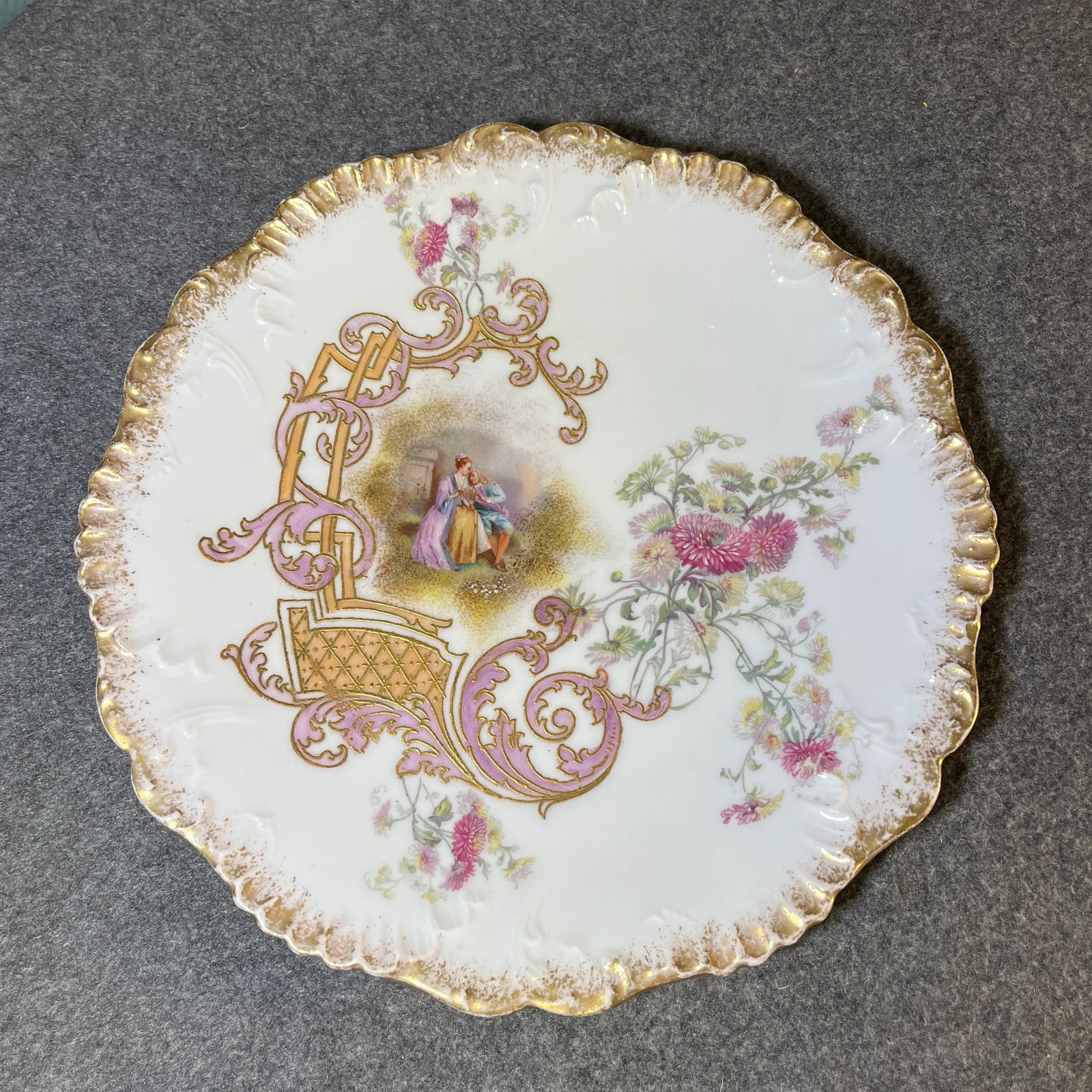 Early 20th Century Antique Limoges Ak CD Porcelain Plate, France - 4